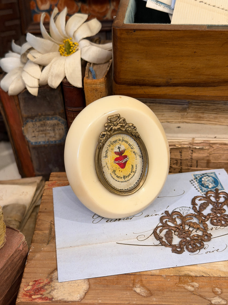 1800s Crown of Thorns Framed Sacred Heart – Monahan Papers