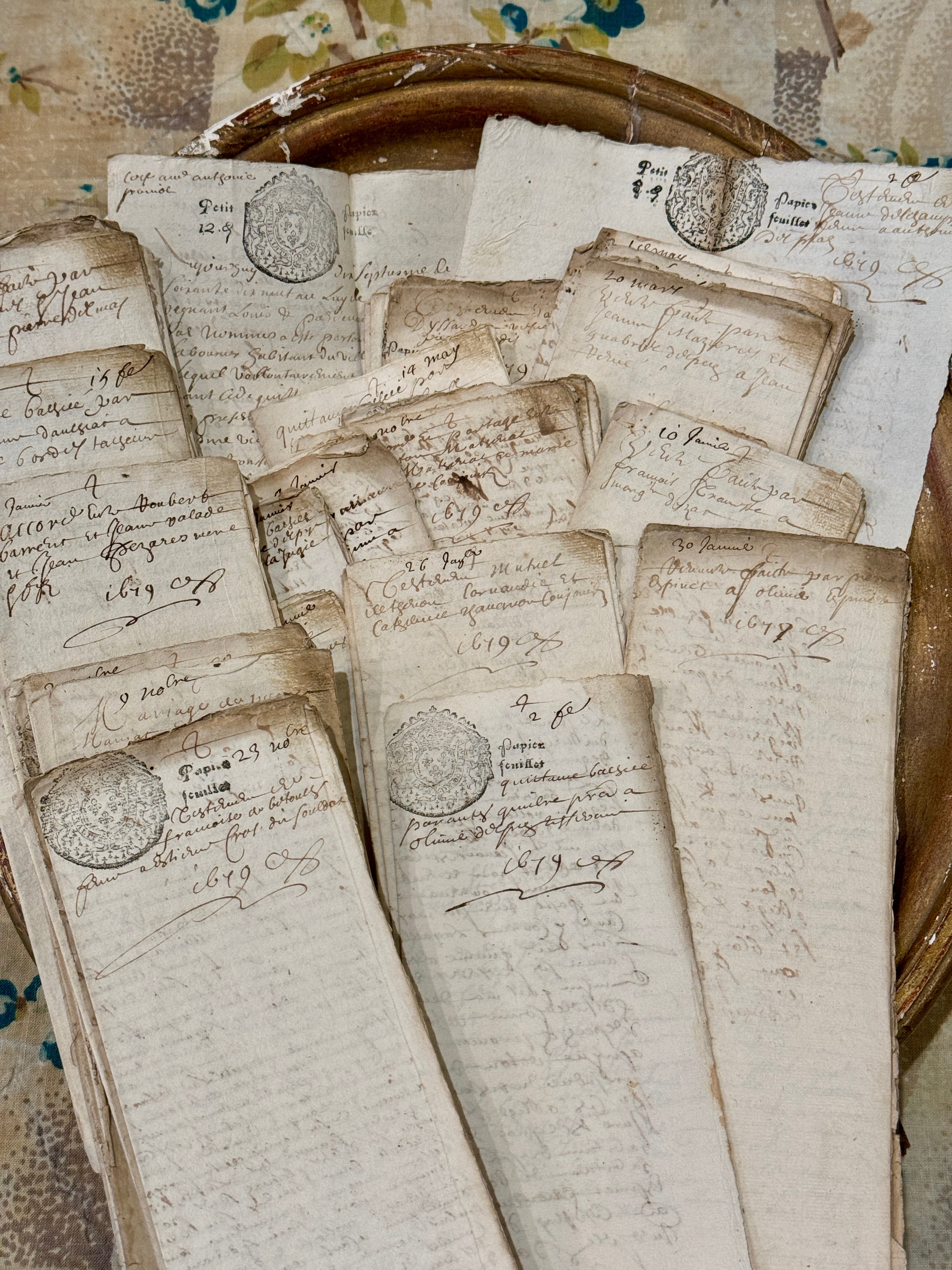Antique 1679 French Documents - 345 Years Old