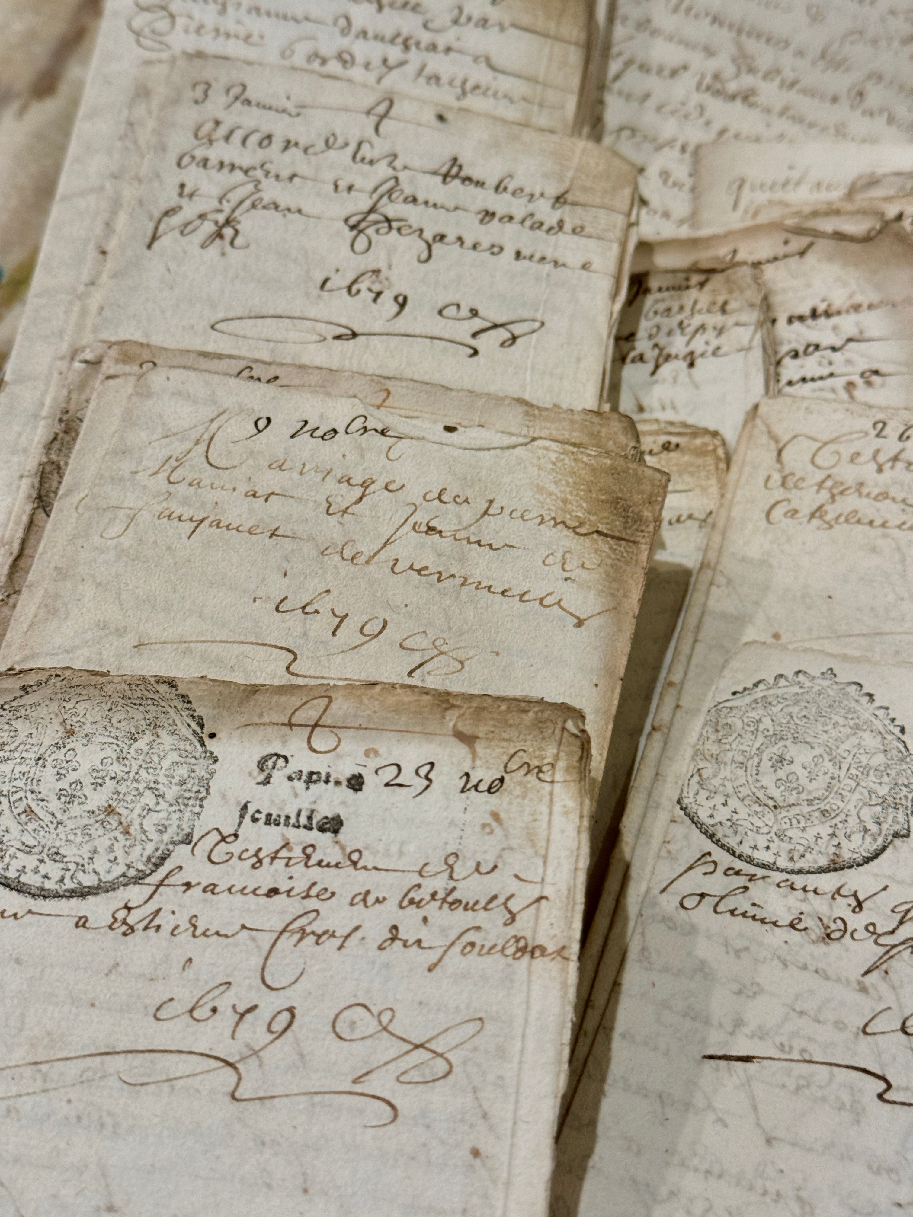 Antique 1679 French Documents - 345 Years Old