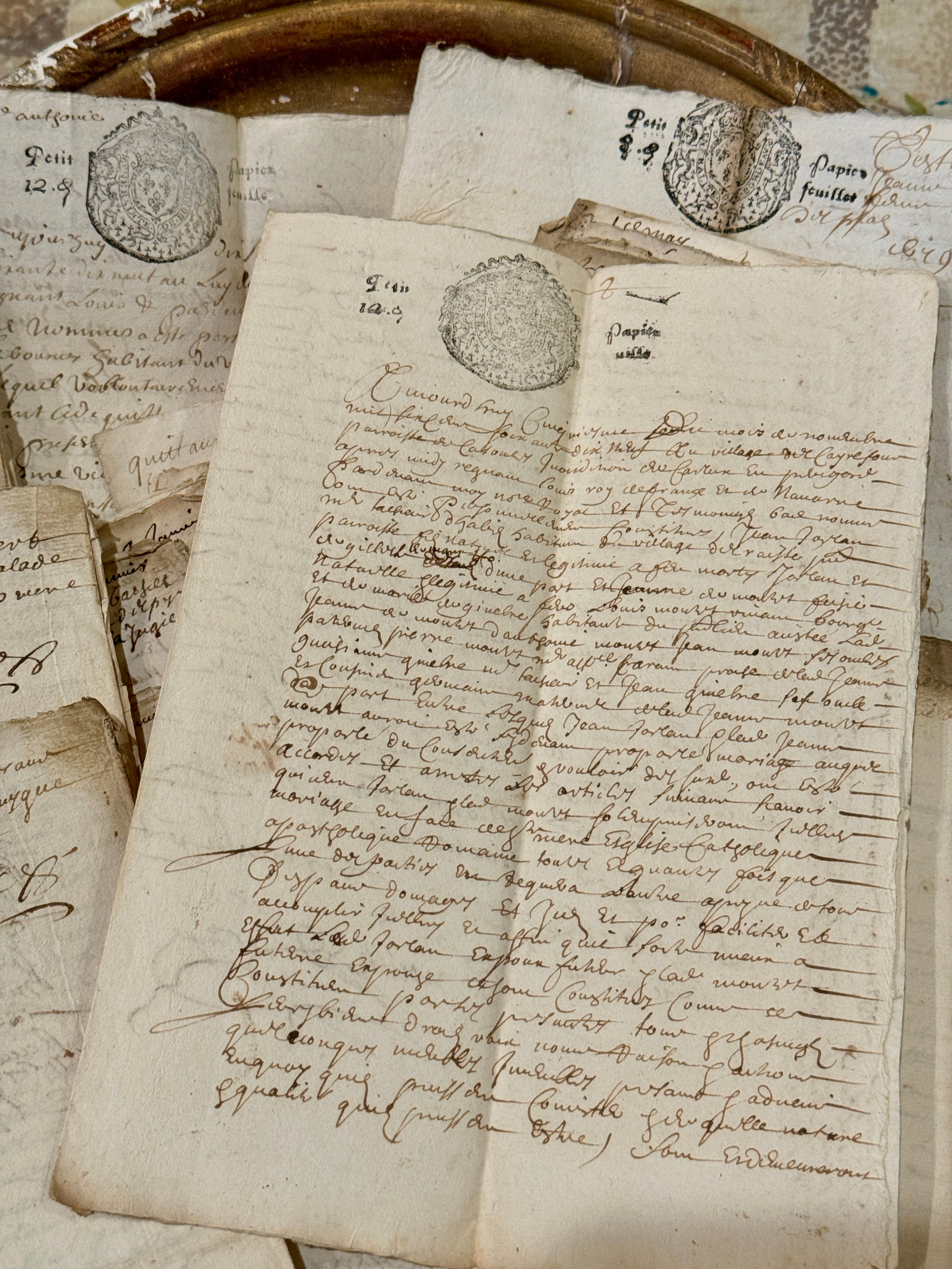 Antique 1679 French Documents - 345 Years Old
