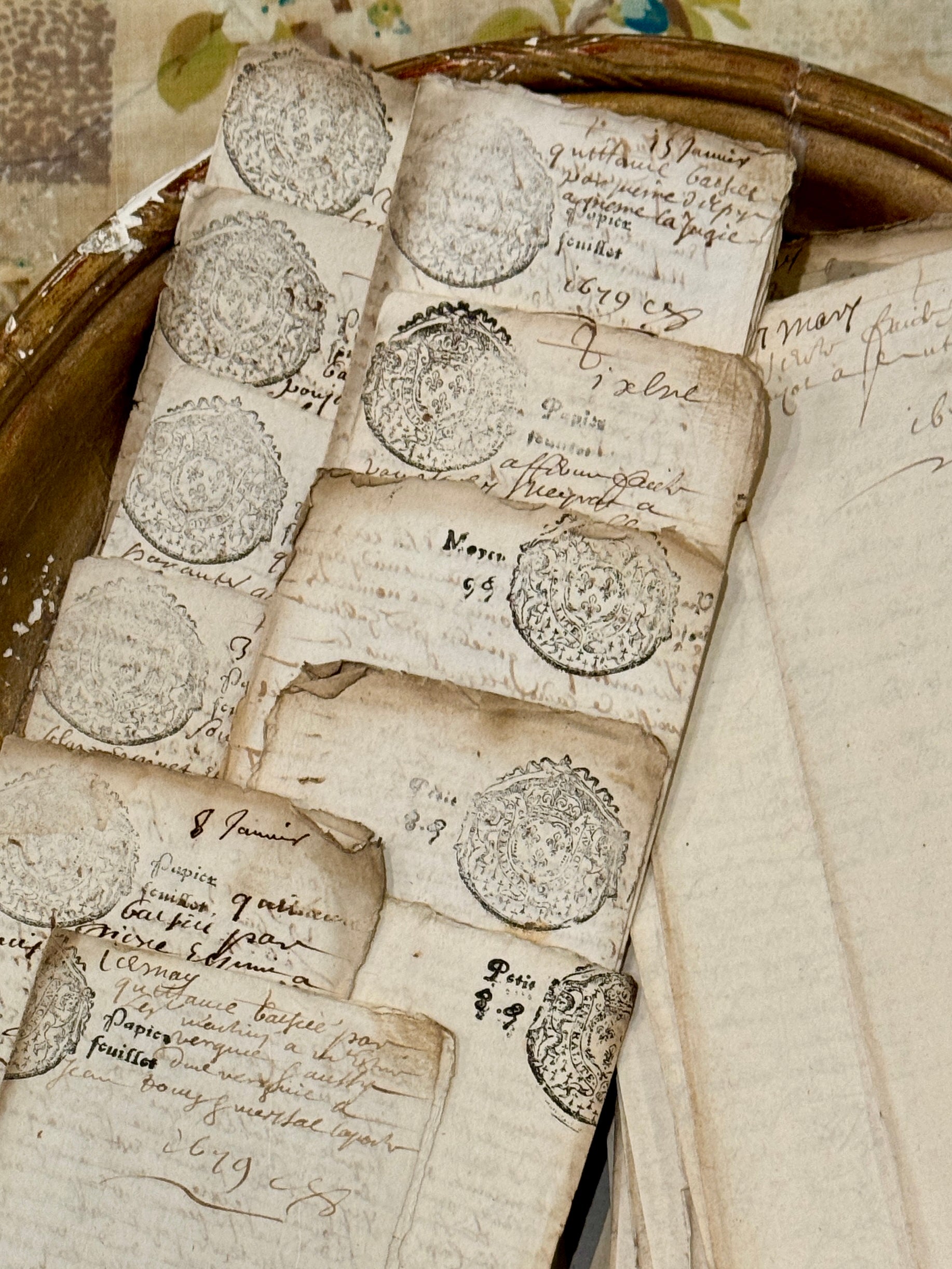 Antique 1679 French Documents - 345 Years Old