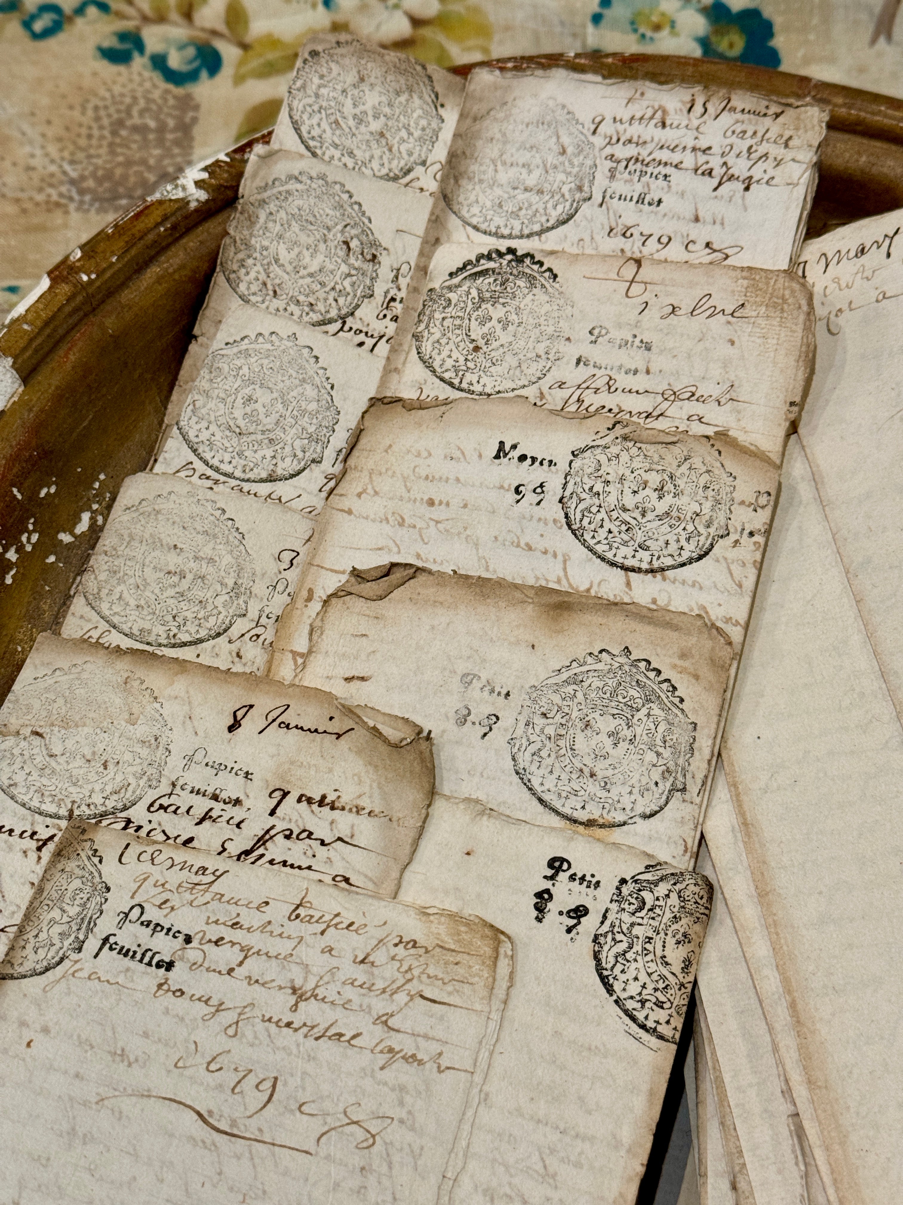 Antique 1679 French Documents - 345 Years Old