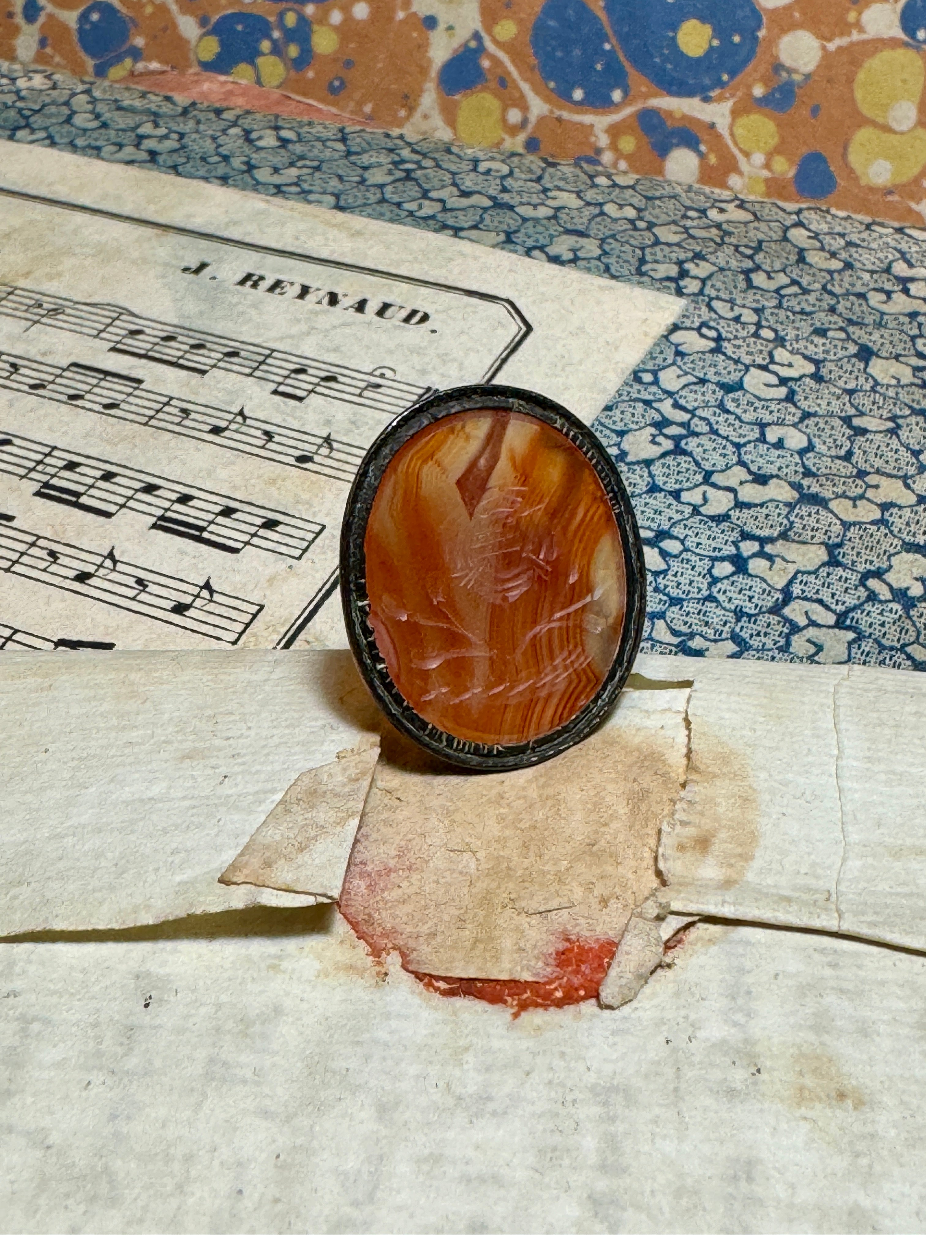 1700s Antique Georgian Carved Floral Carnelian Seal/Pendant