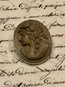 Antique VIctorian Lava Cameo Brooch circa 1860s