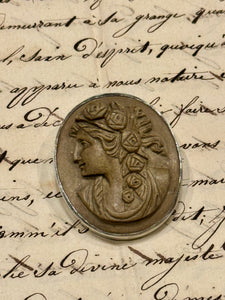 Antique VIctorian Lava Cameo Brooch circa 1860s