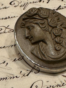 Antique VIctorian Lava Cameo Brooch circa 1860s