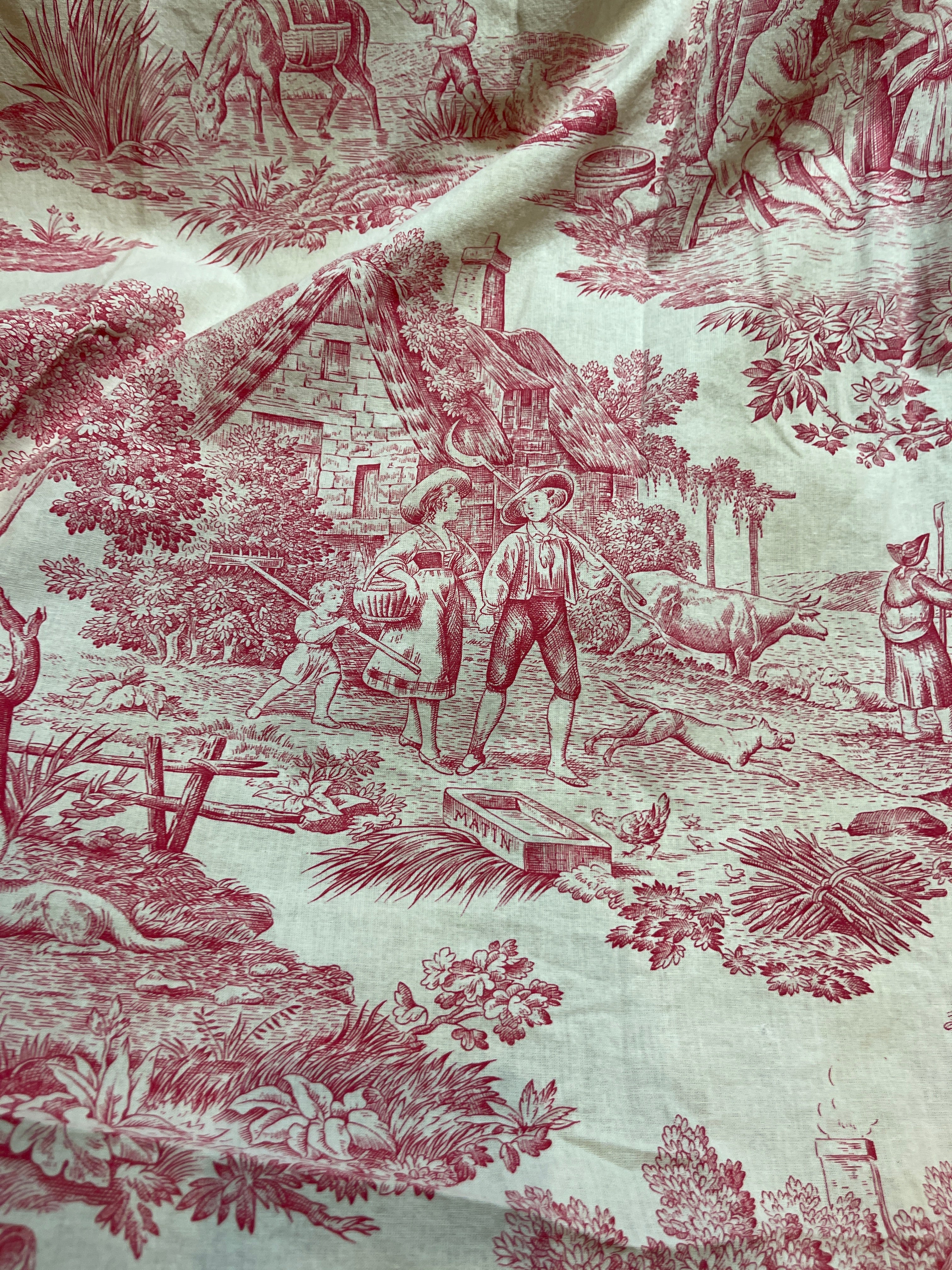 Amazing Cotton Harvesting Scenes Toile - 1930's