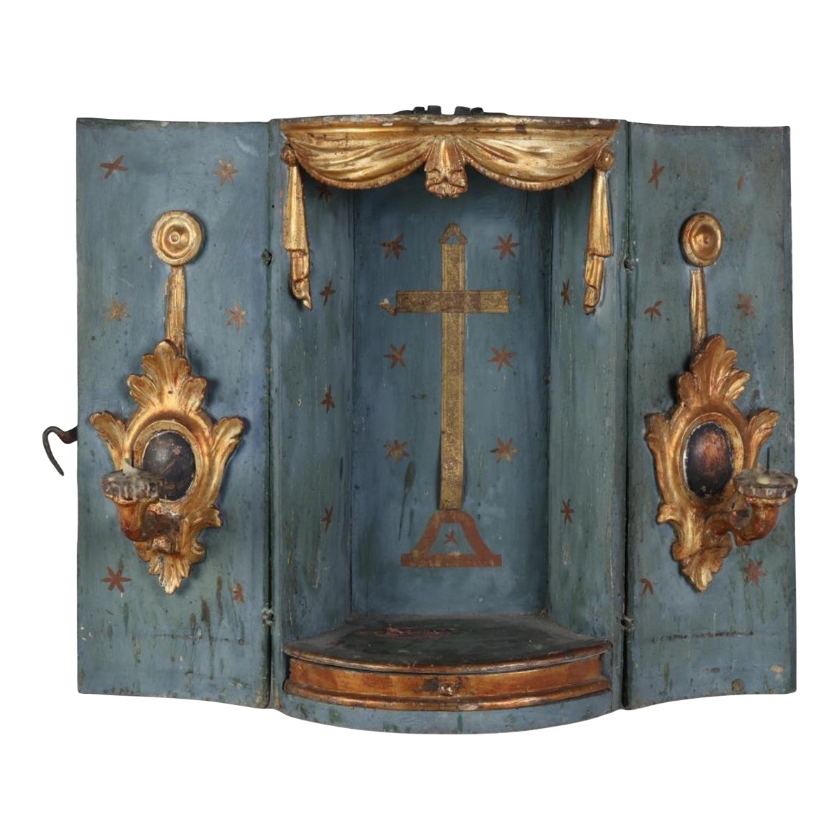 Early 1800's Italian Antique Niche Travel Altar Casket