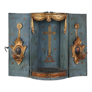 Early 1800's Italian Antique Niche Travel Altar Casket