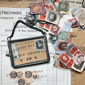 Ephemera Filed Glass Frame with Chain Hanger