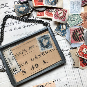 Ephemera Filed Glass Frame with Chain Hanger