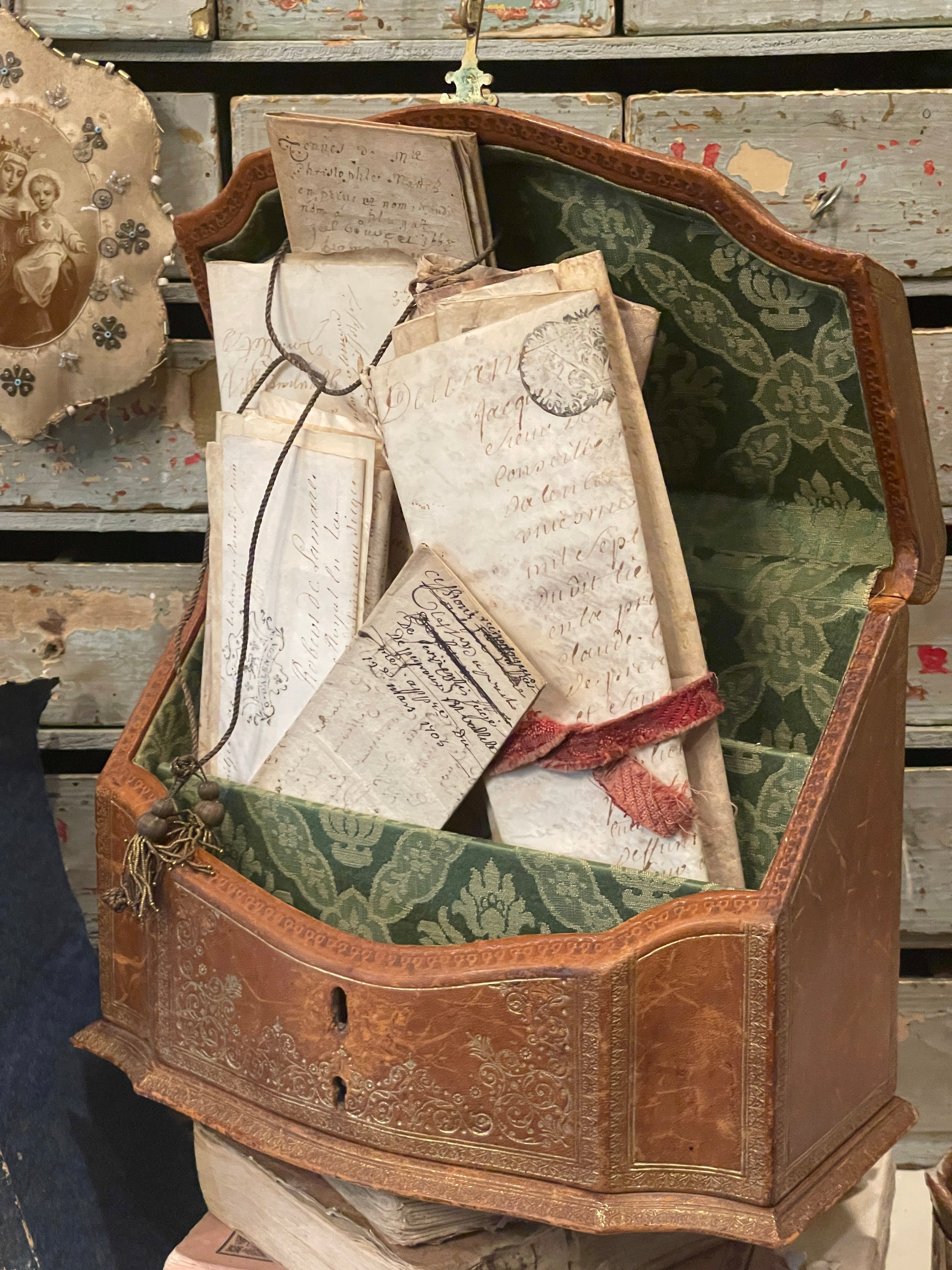 Leather 1800s Fabric Interior Letterbox