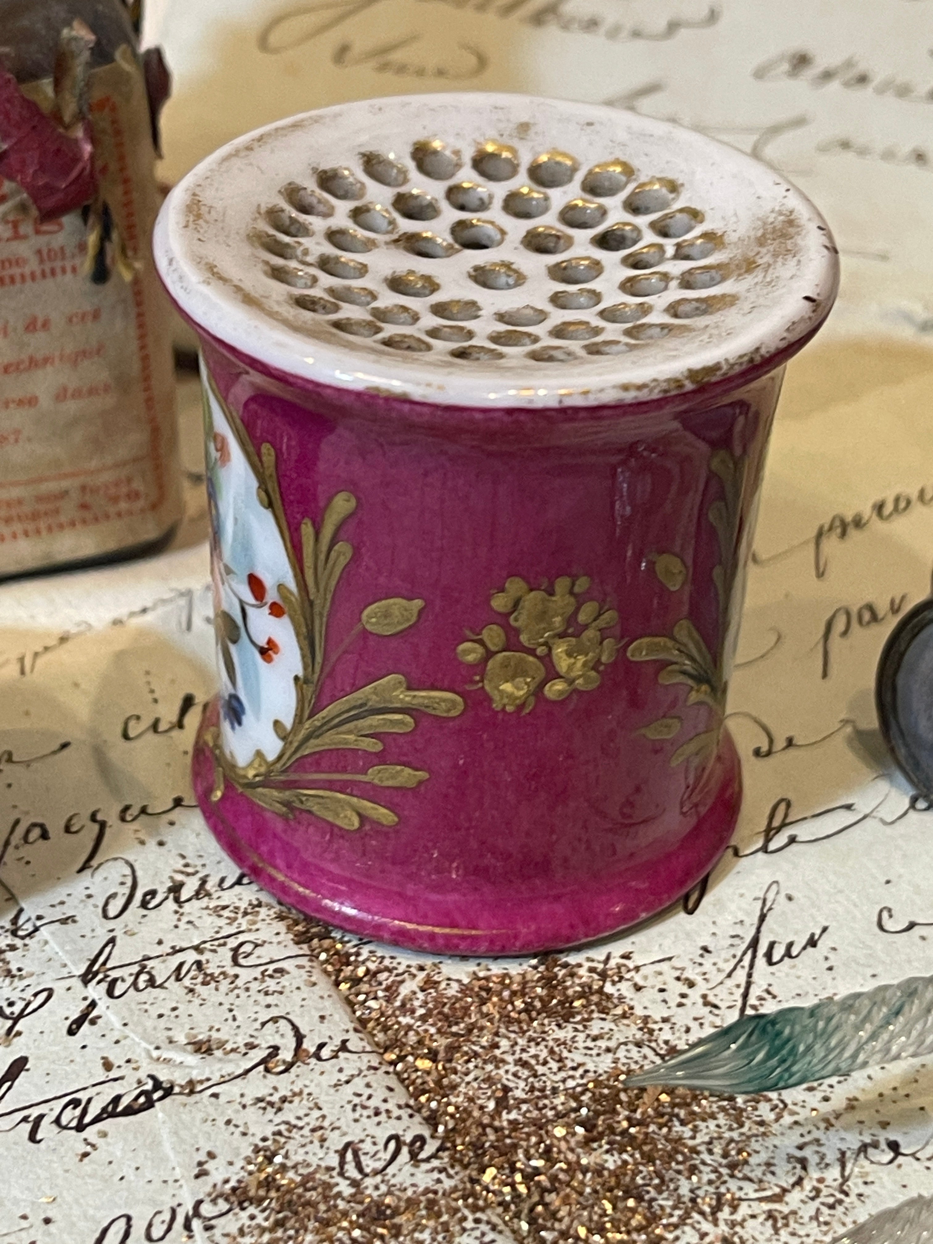 Rare 1800s Antique French Porcelain Pounce Pot – Monahan Papers