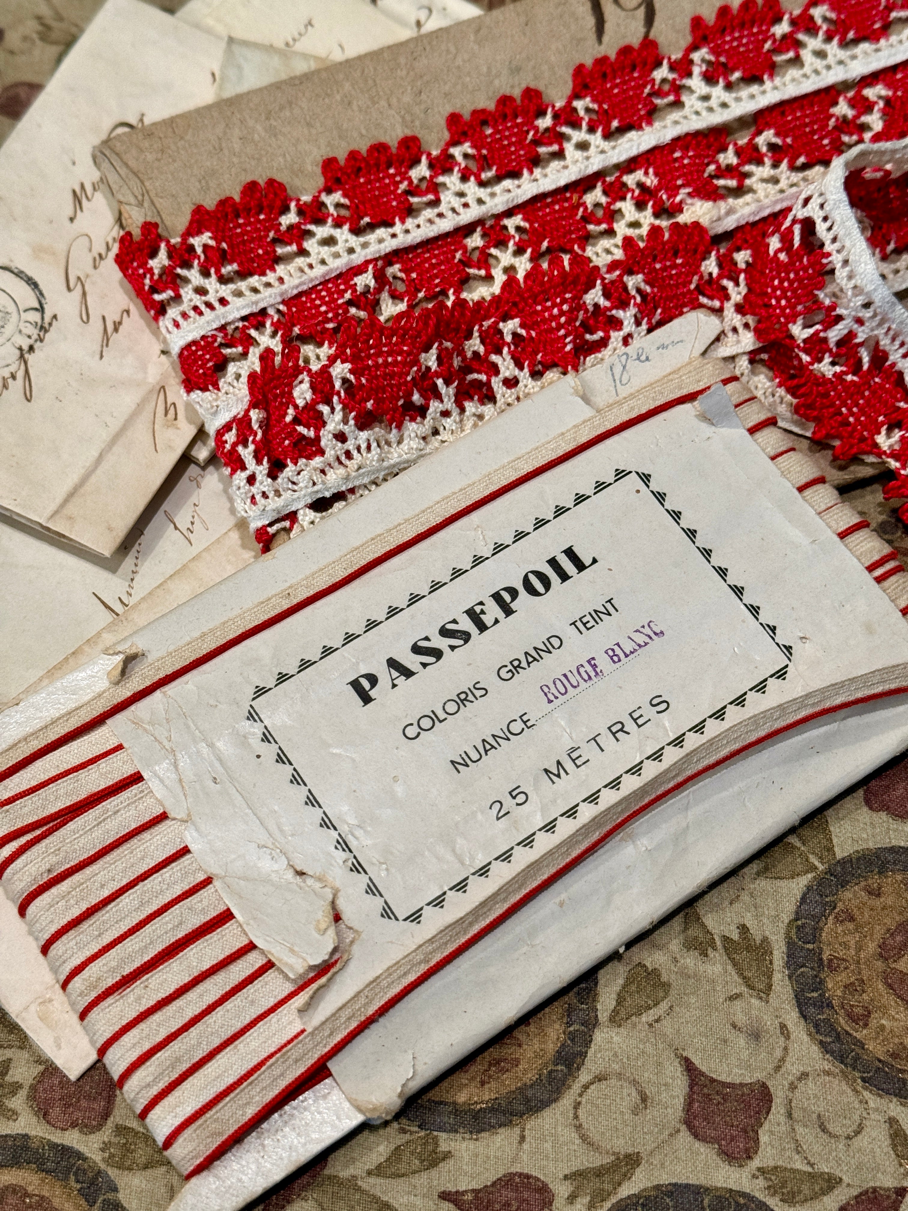 Antique French Ribbon Trims - Reds