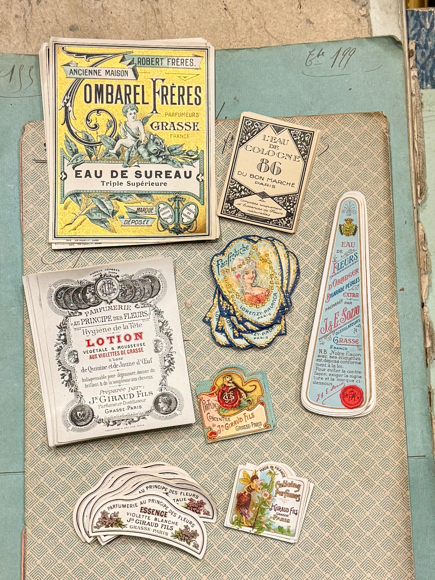 Antique Original French Perfume Labels - Q1