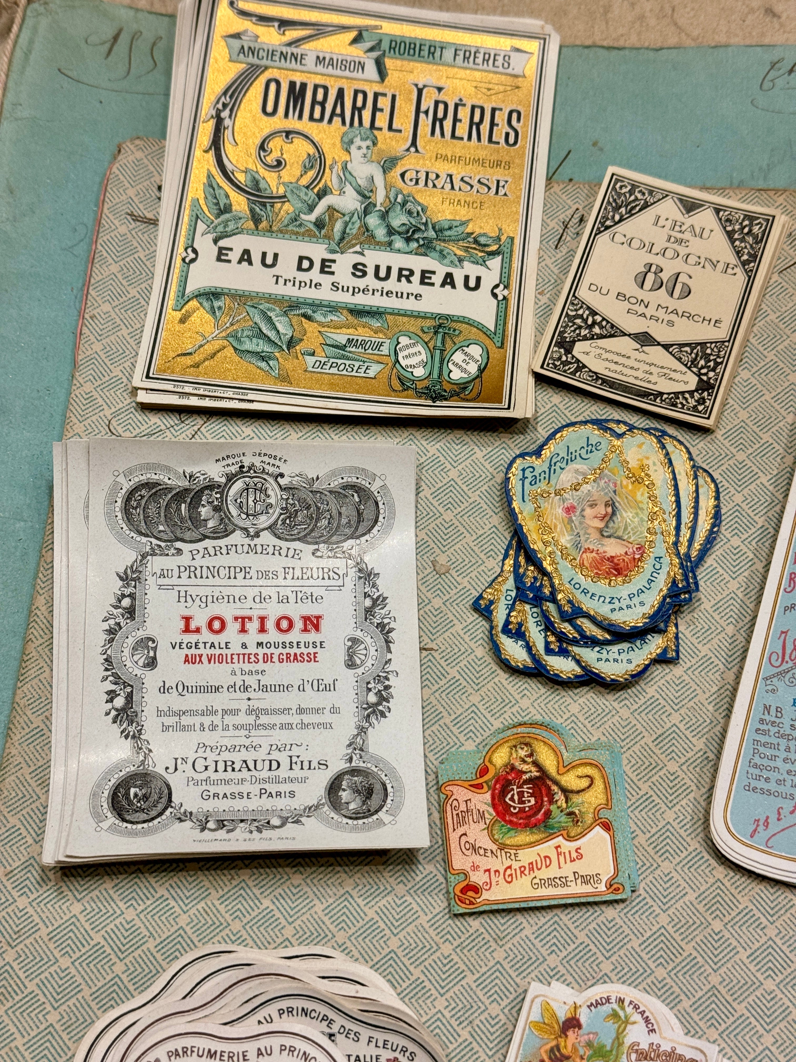 Antique Original French Perfume Labels - Q1