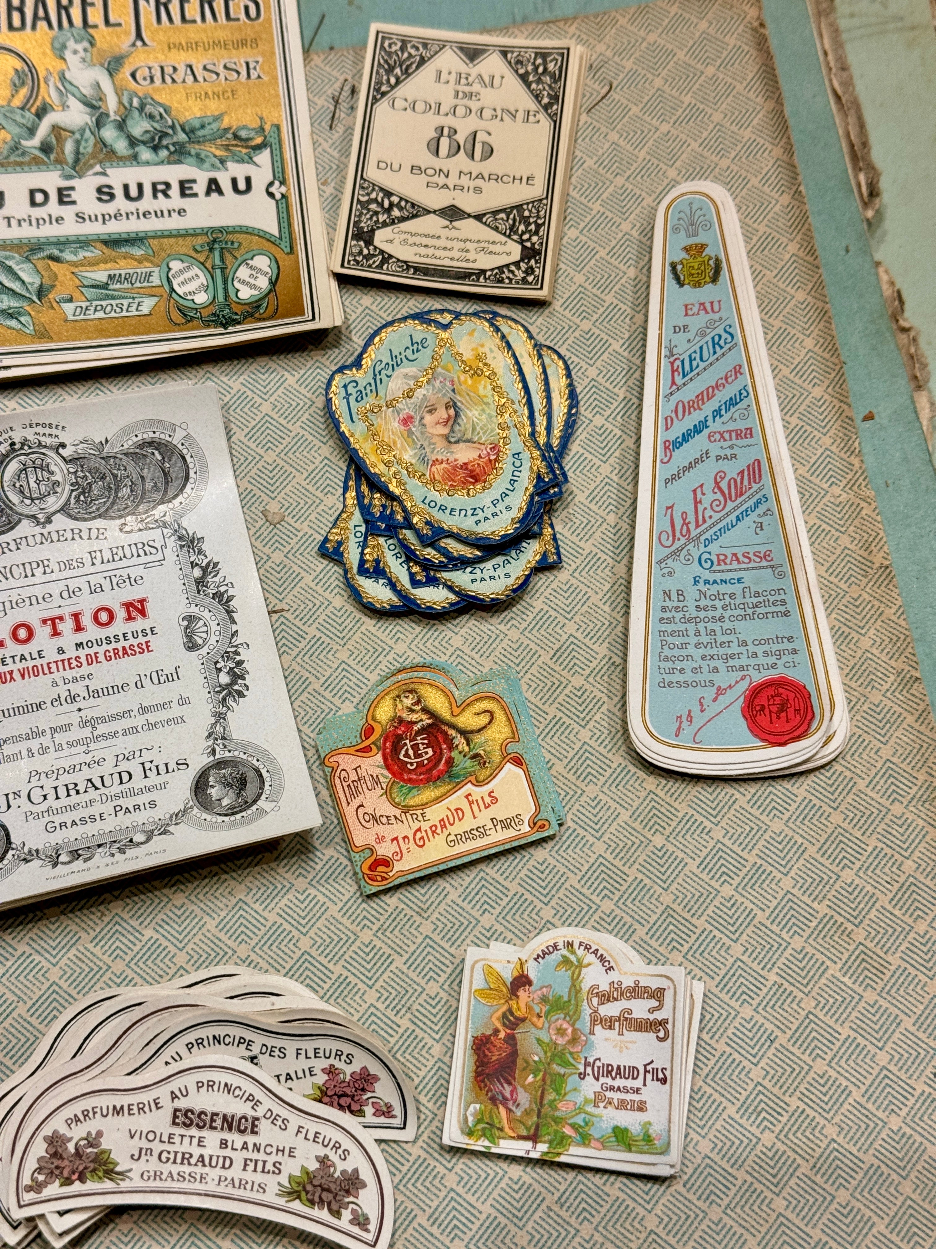 Antique Original French Perfume Labels - Q1