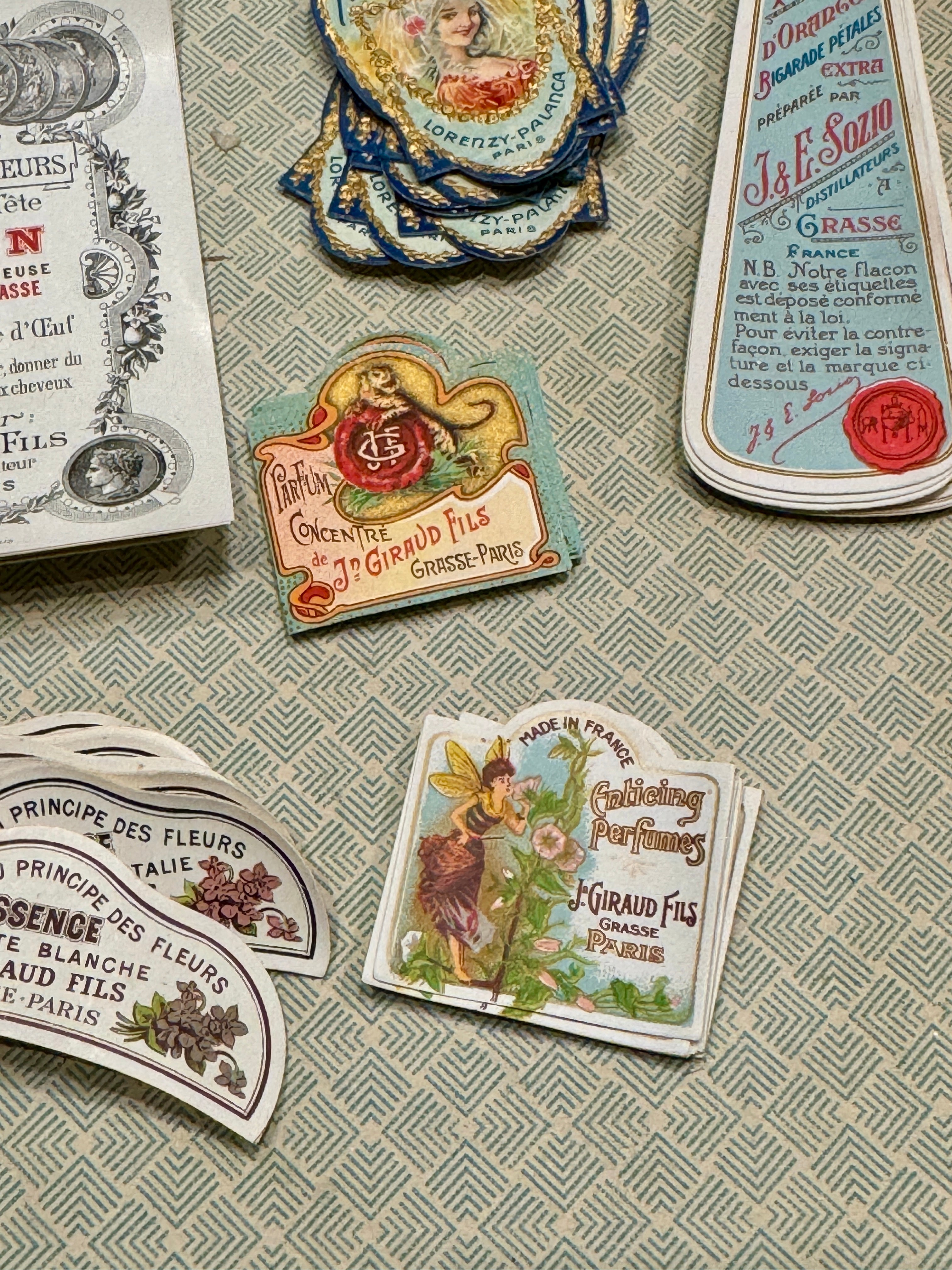 Antique Original French Perfume Labels - Q1