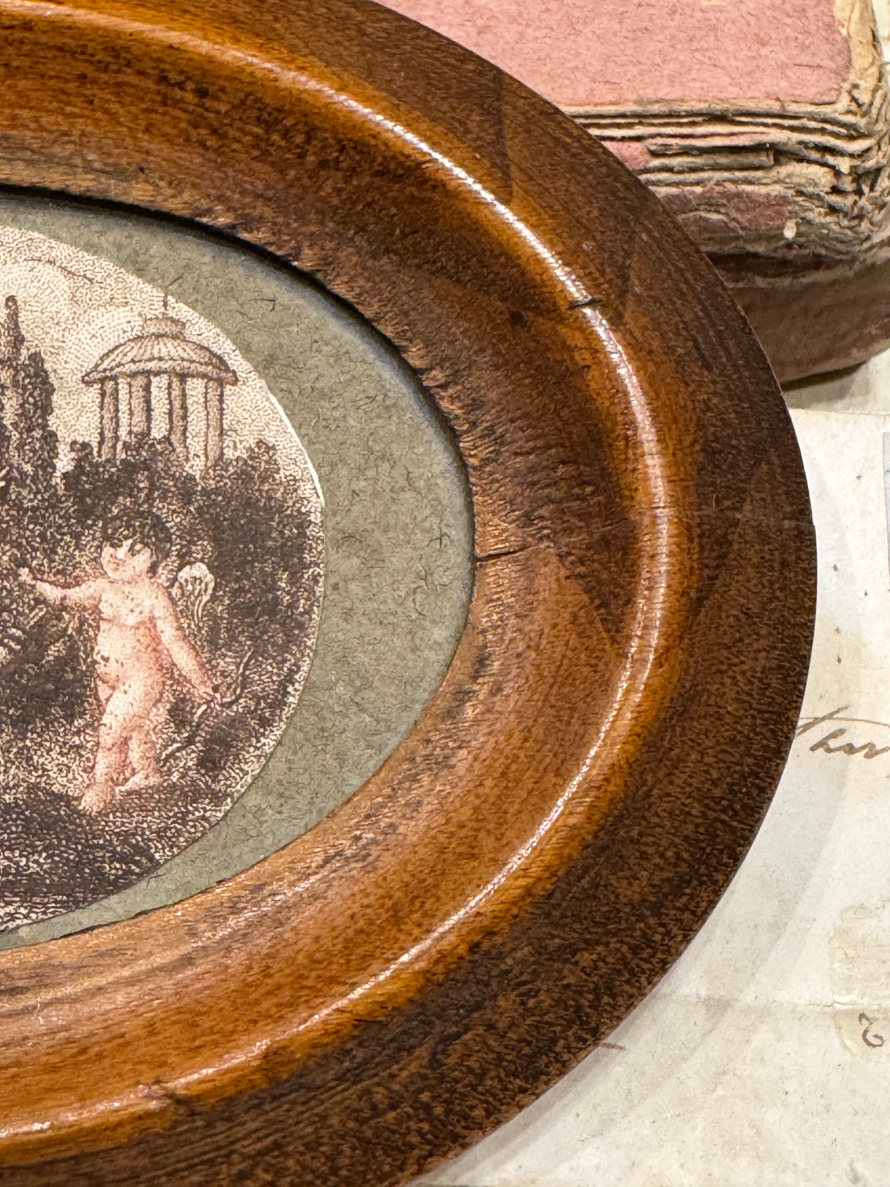 Antique 1700s French Miniature Framed Engraving