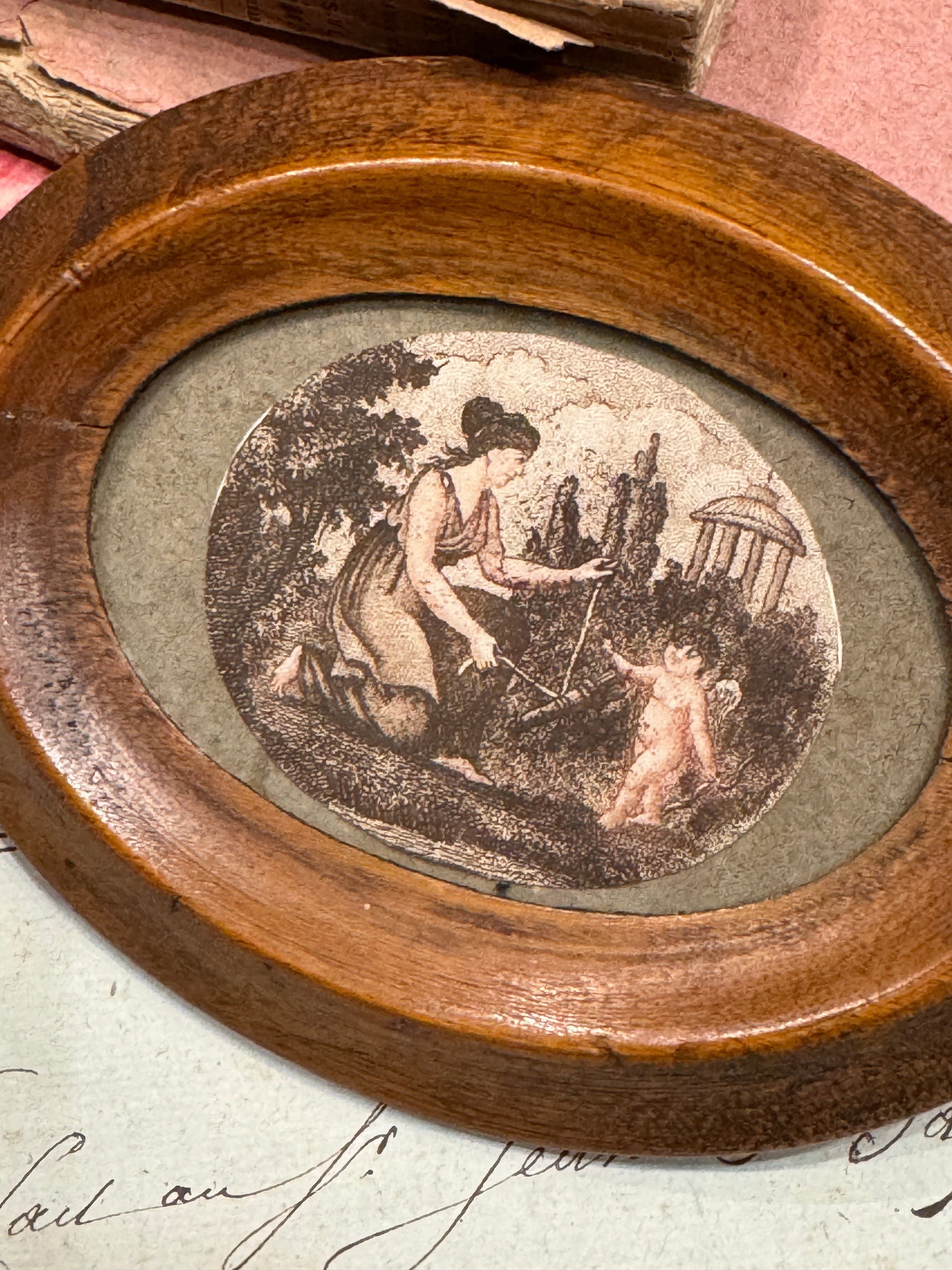 Antique 1700s French Miniature Framed Engraving