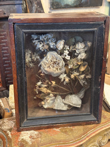 Antique French Silk Flowers in Reliquary Box