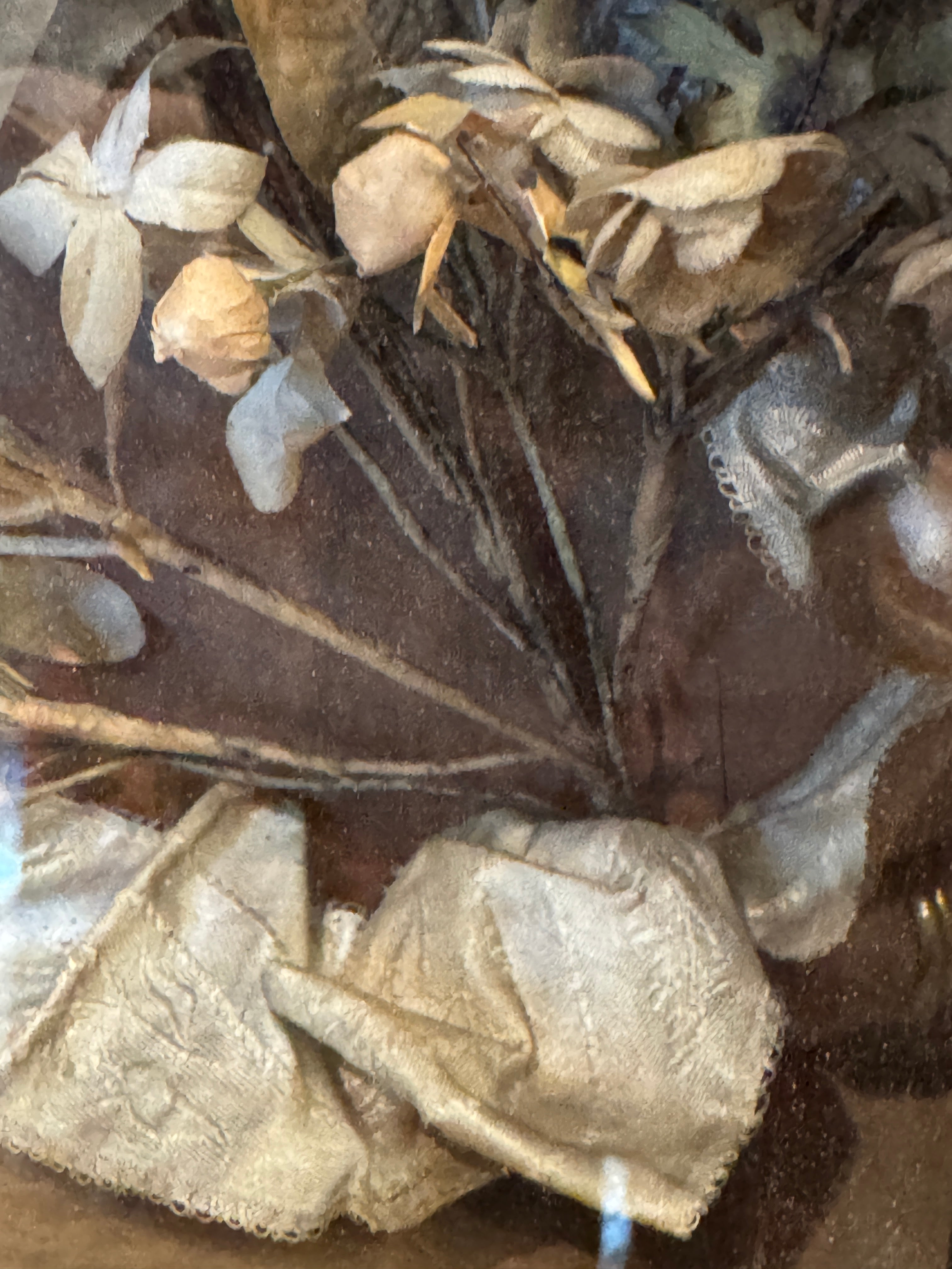 Antique French Silk Flowers in Reliquary Box