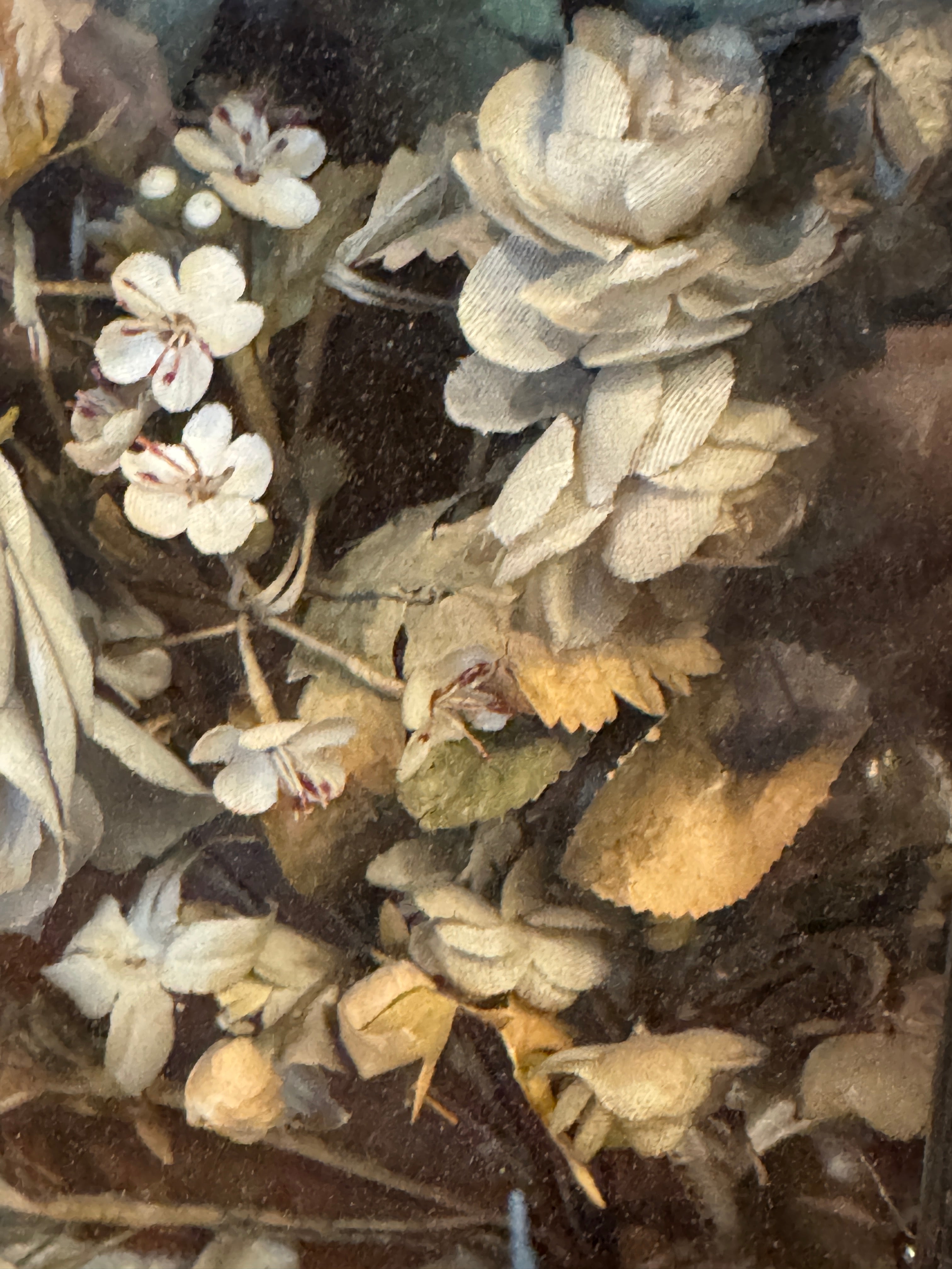 Antique French Silk Flowers in Reliquary Box