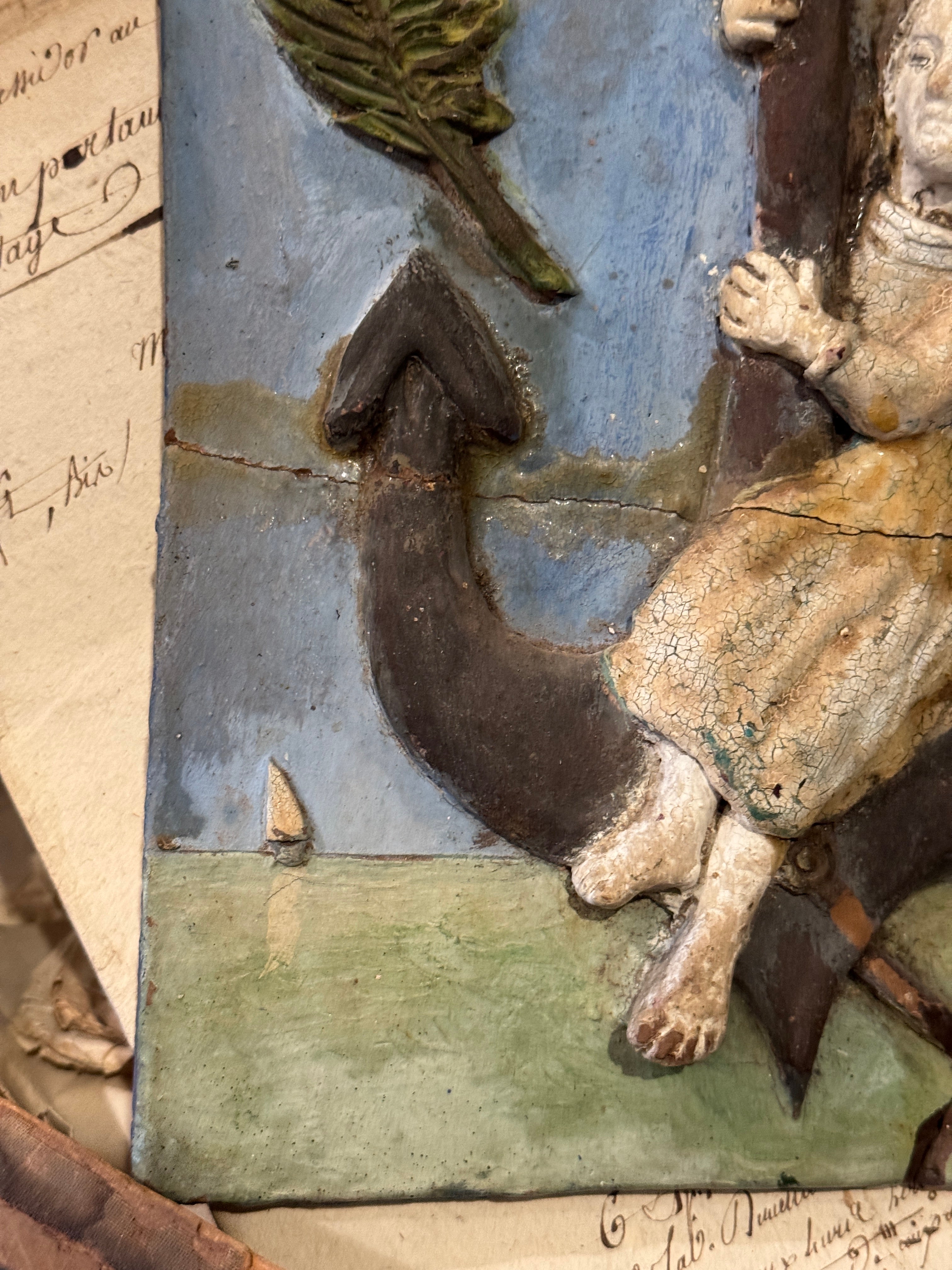 1700s Antique French Symbolic Anchor Slate