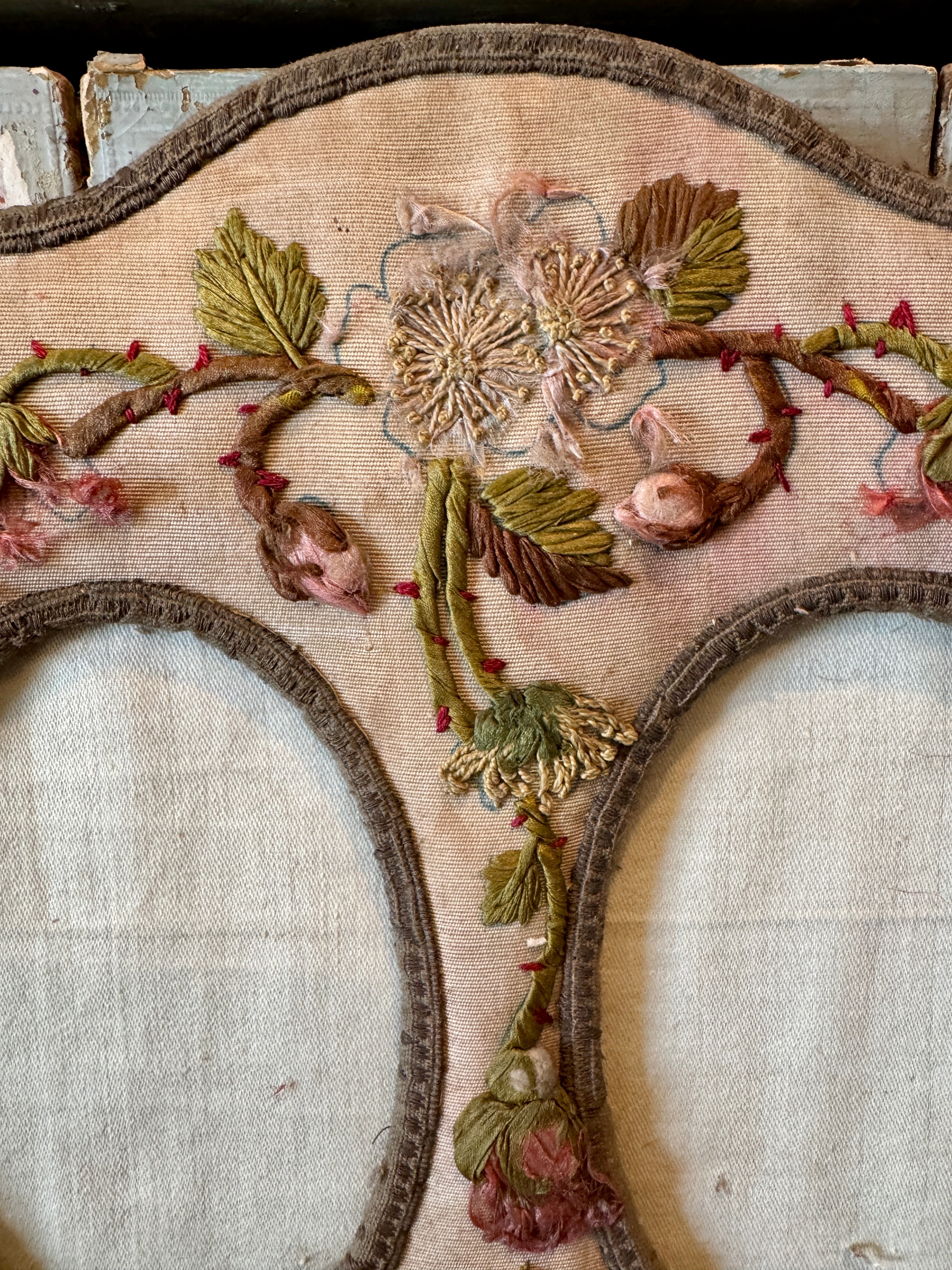 Antique French Silk Photo Frame