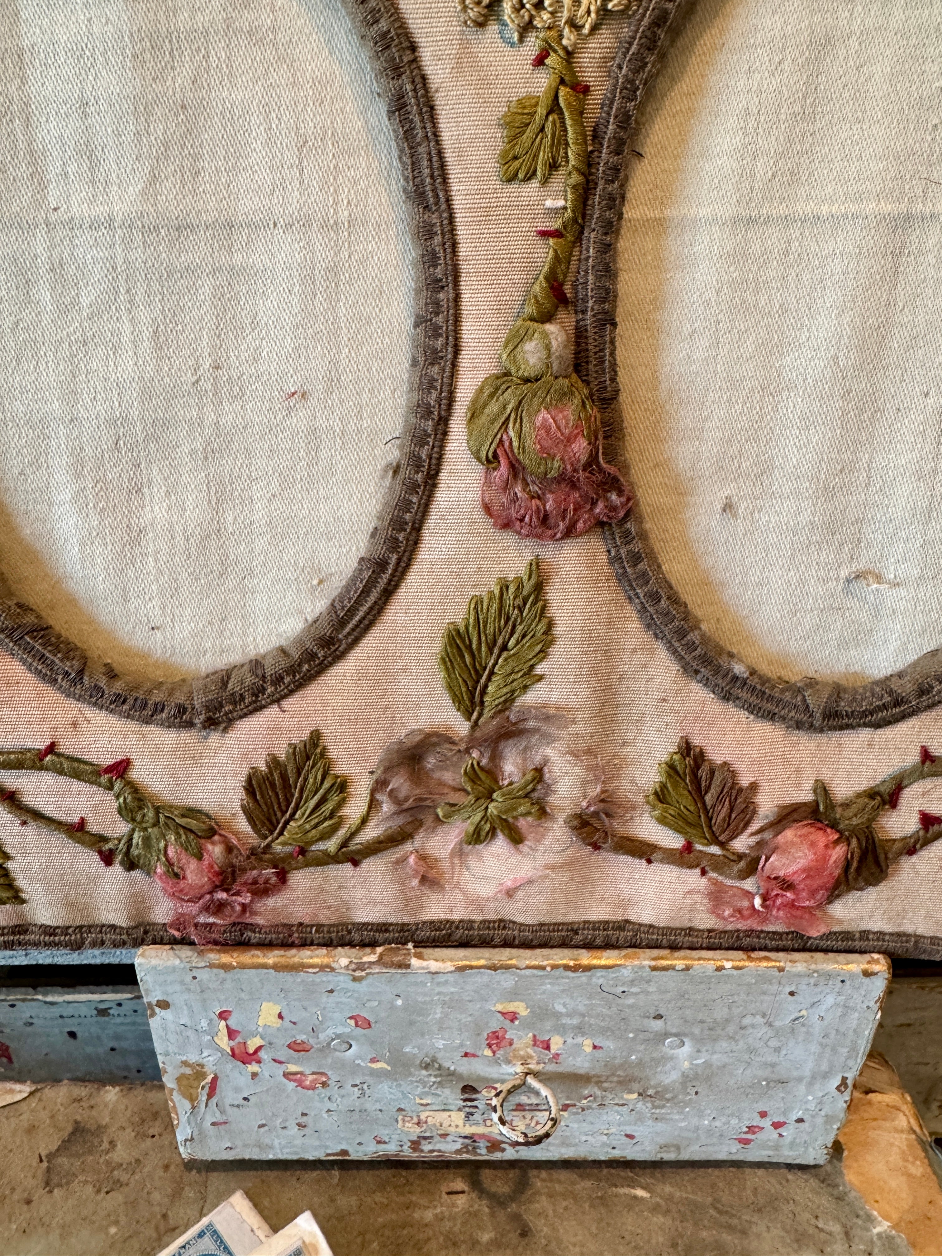 Antique French Silk Photo Frame