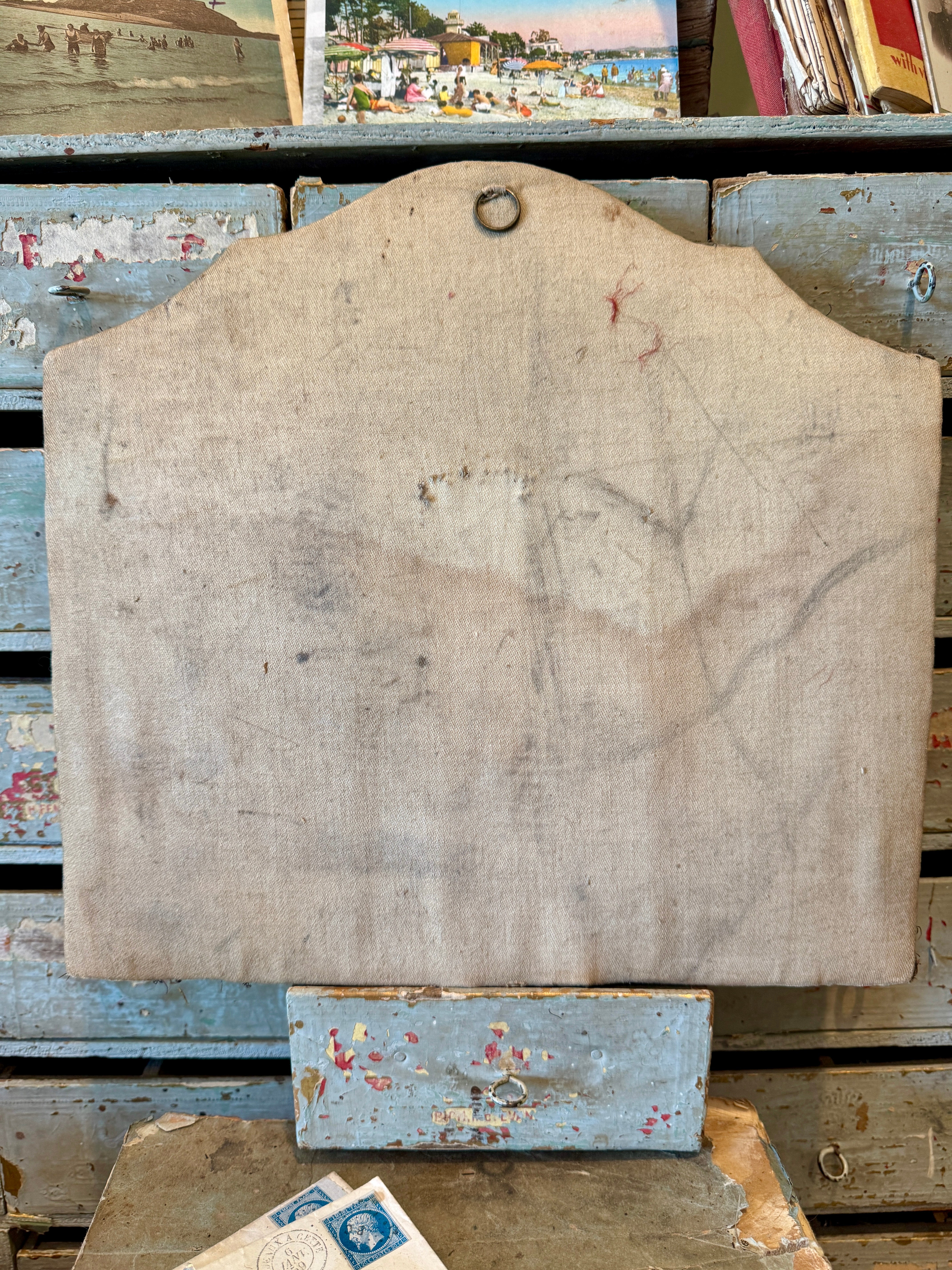 Antique French Silk Photo Frame