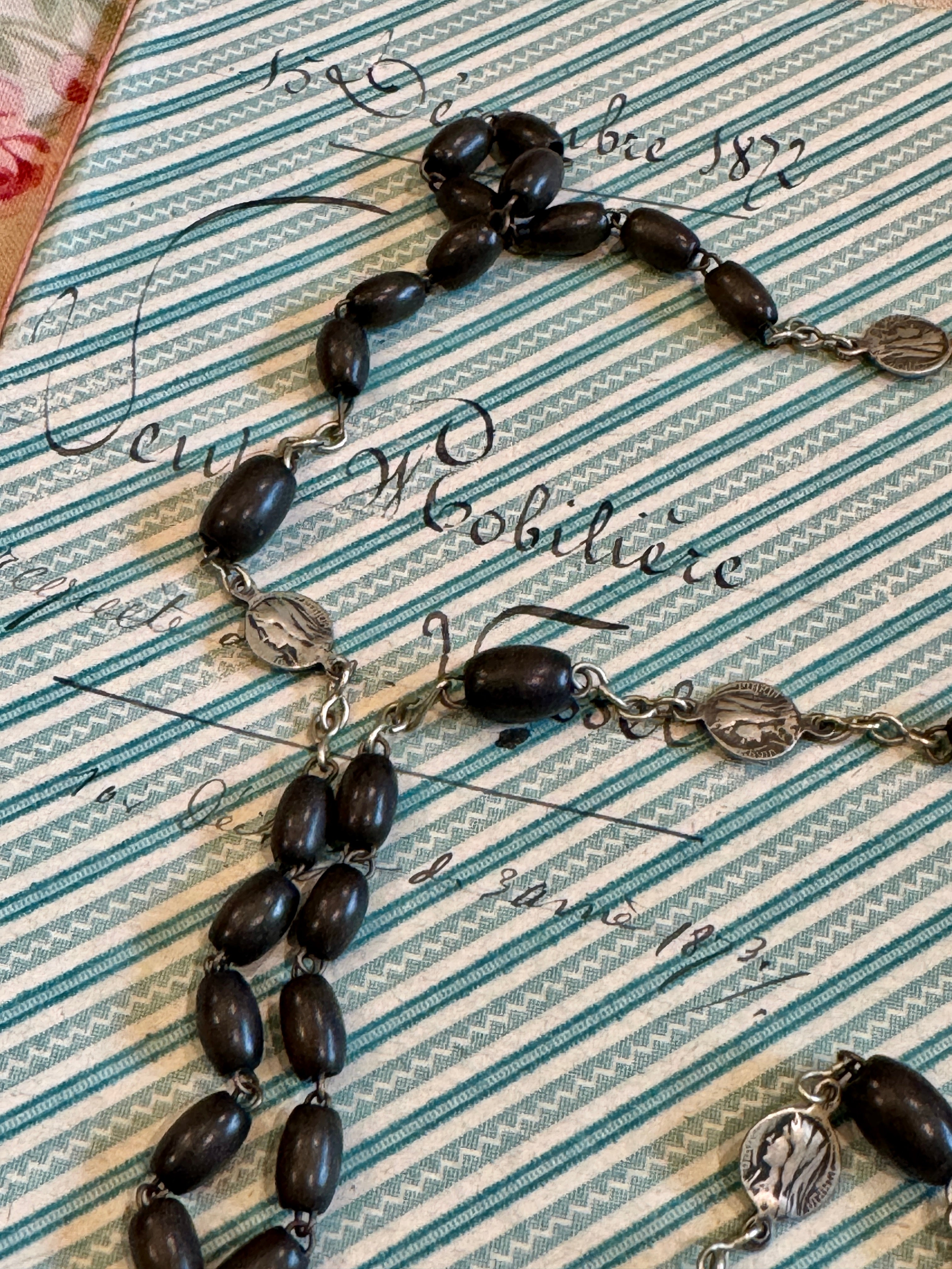 Antique French Ebony Rosary - ROS98