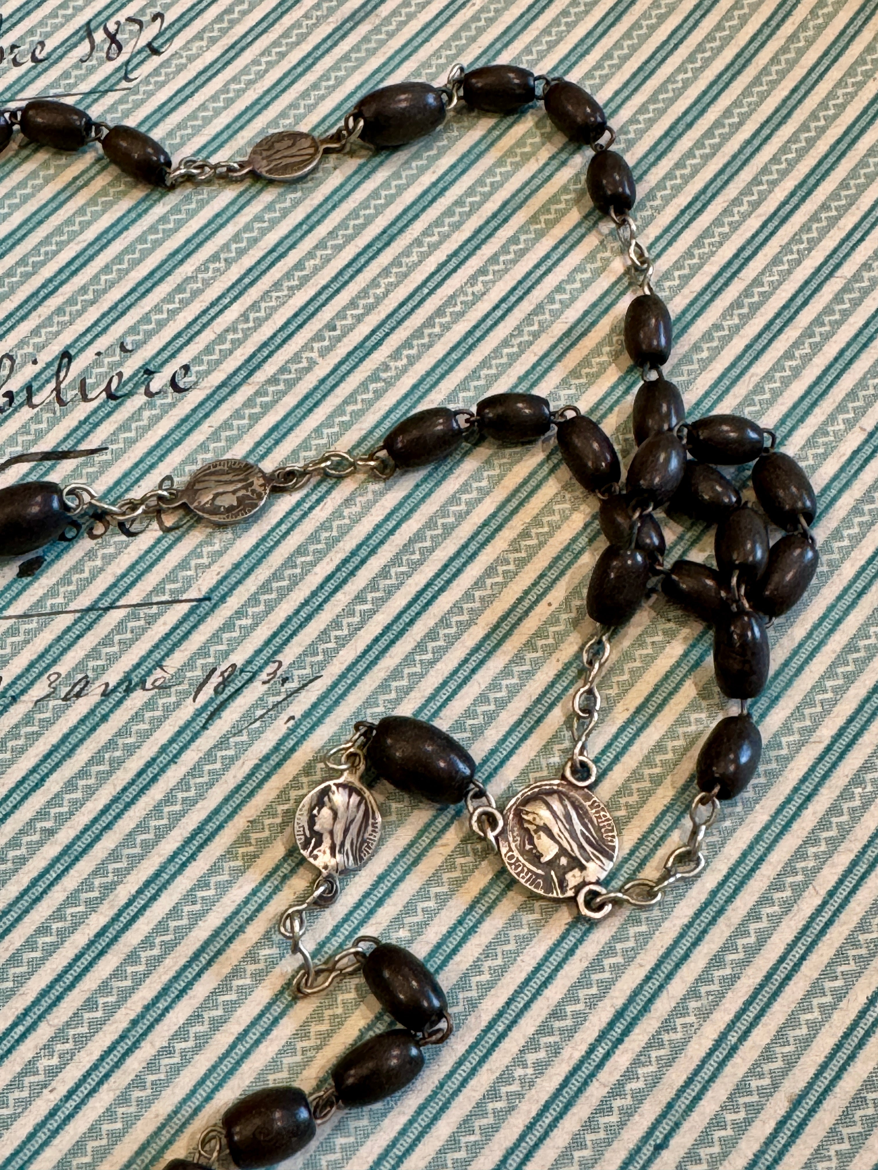 Antique French Ebony Rosary - ROS98