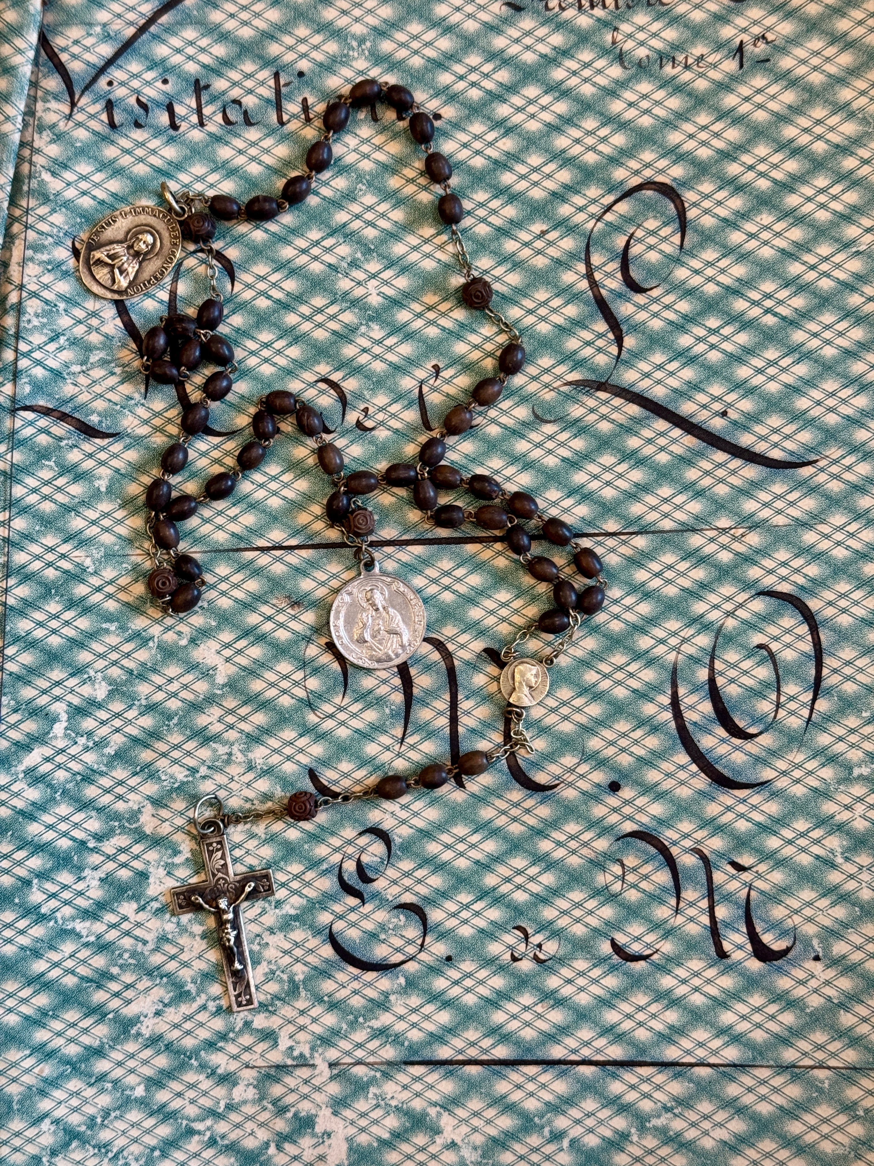 Antique French Rosary and Small Medals - ROS99