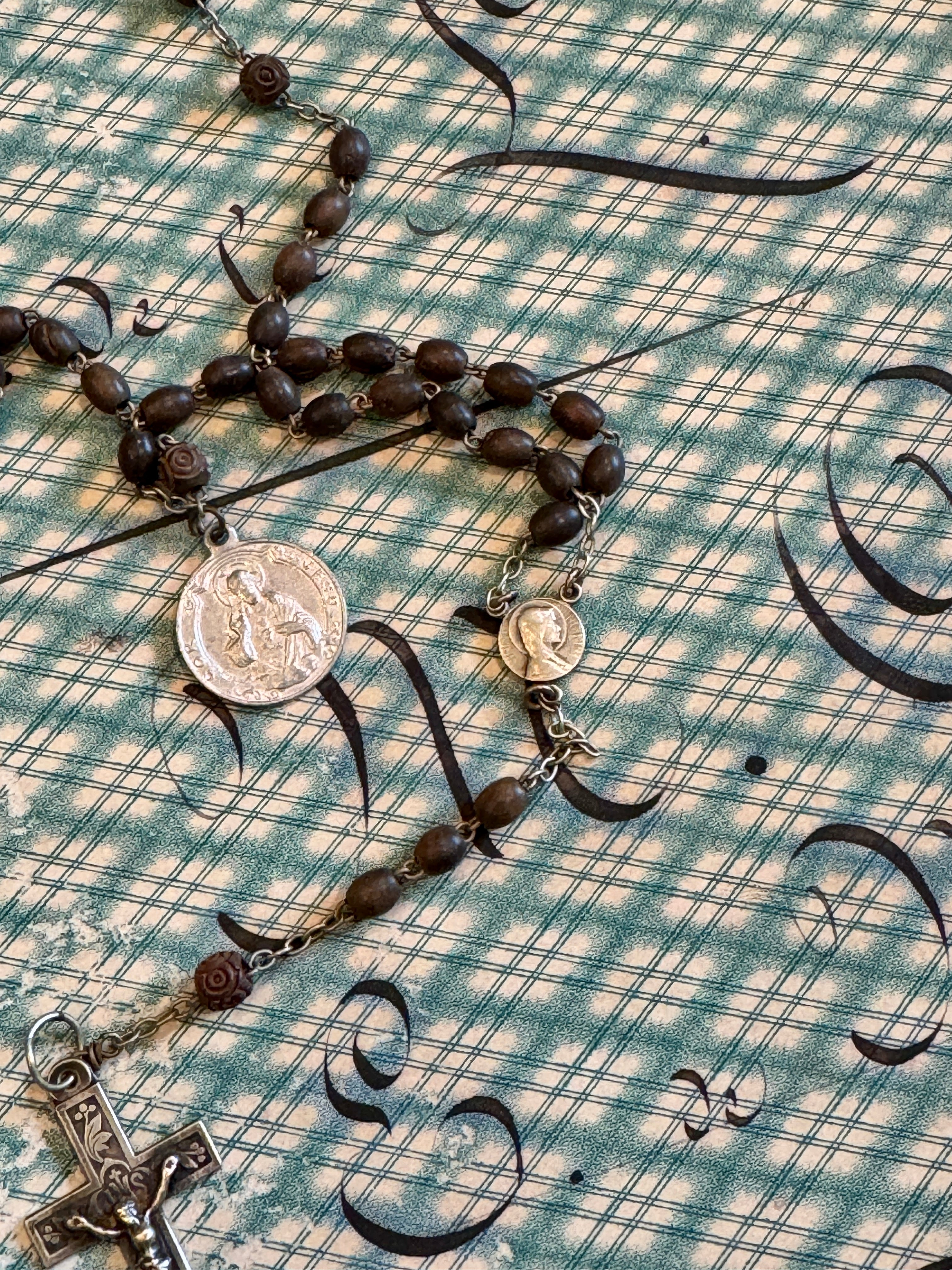 Antique French Rosary and Small Medals - ROS99