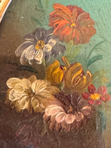 Antique French Original Miniature Botanical oil Painting