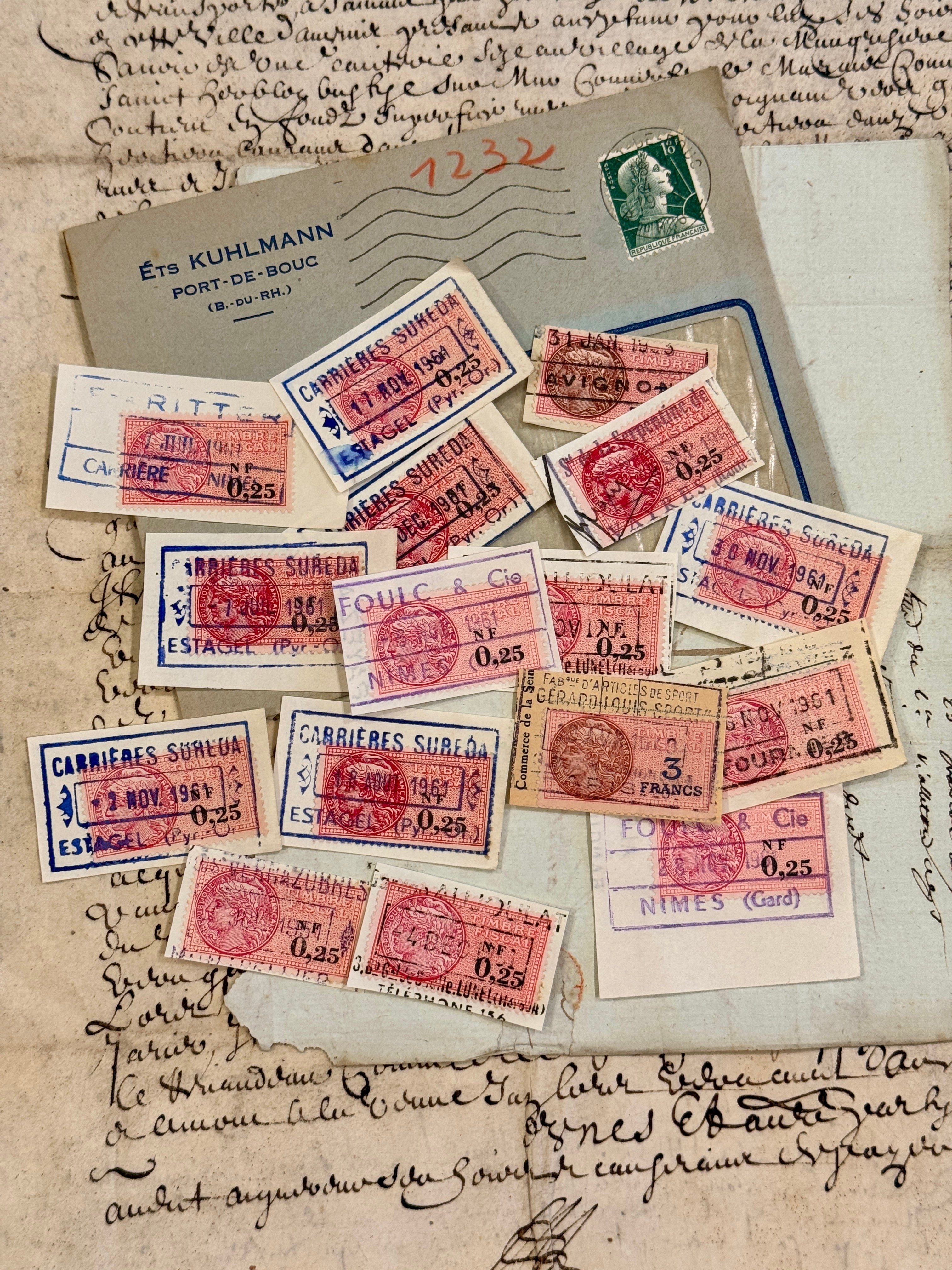 Antique French Envelope with Stamps