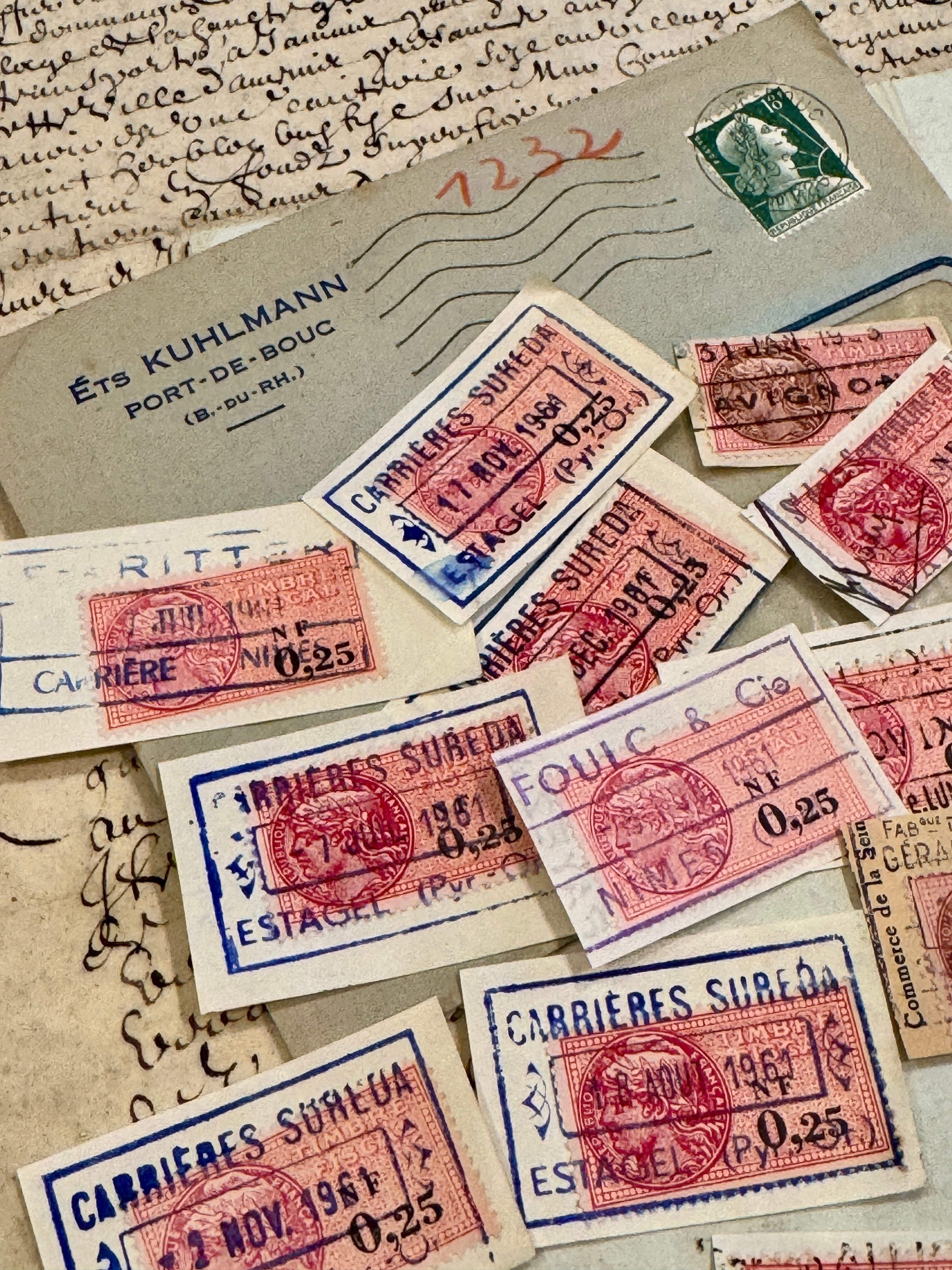 Antique French Envelope with Stamps