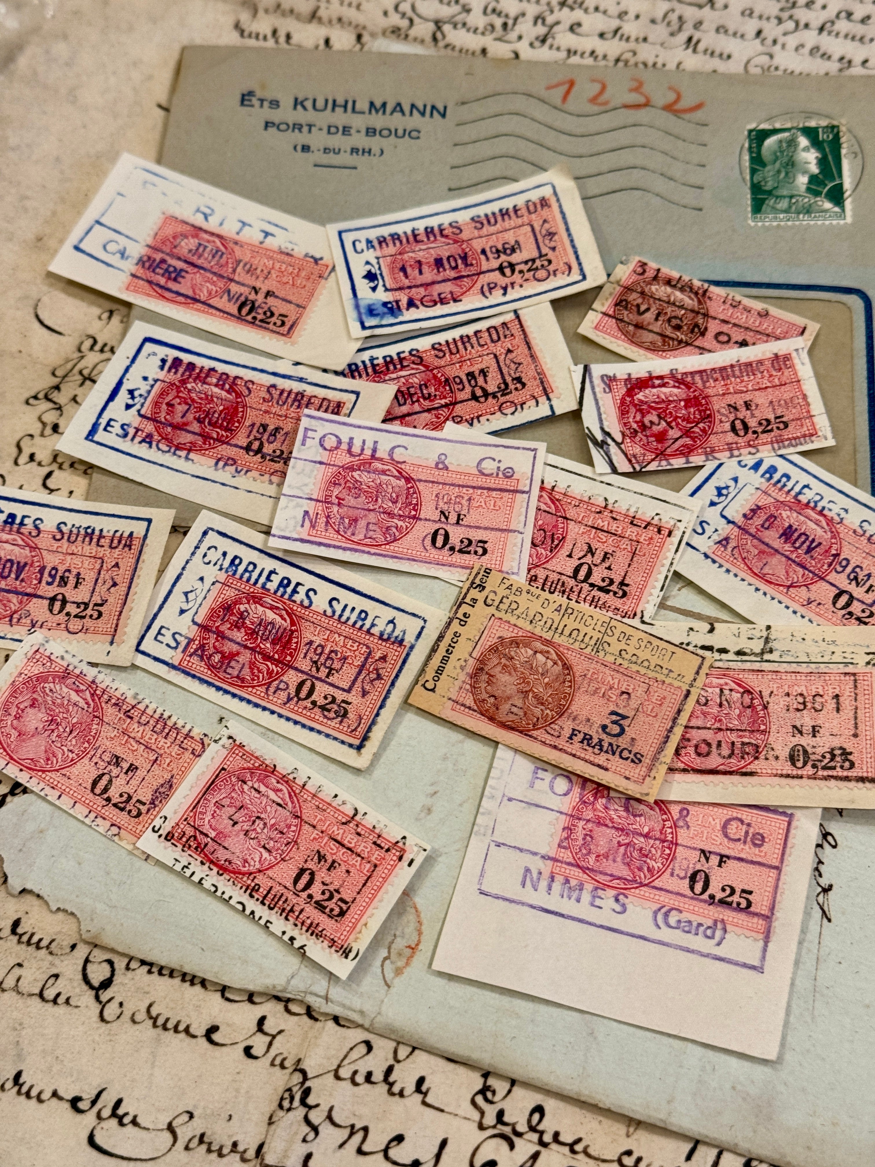 Antique French Envelope with Stamps