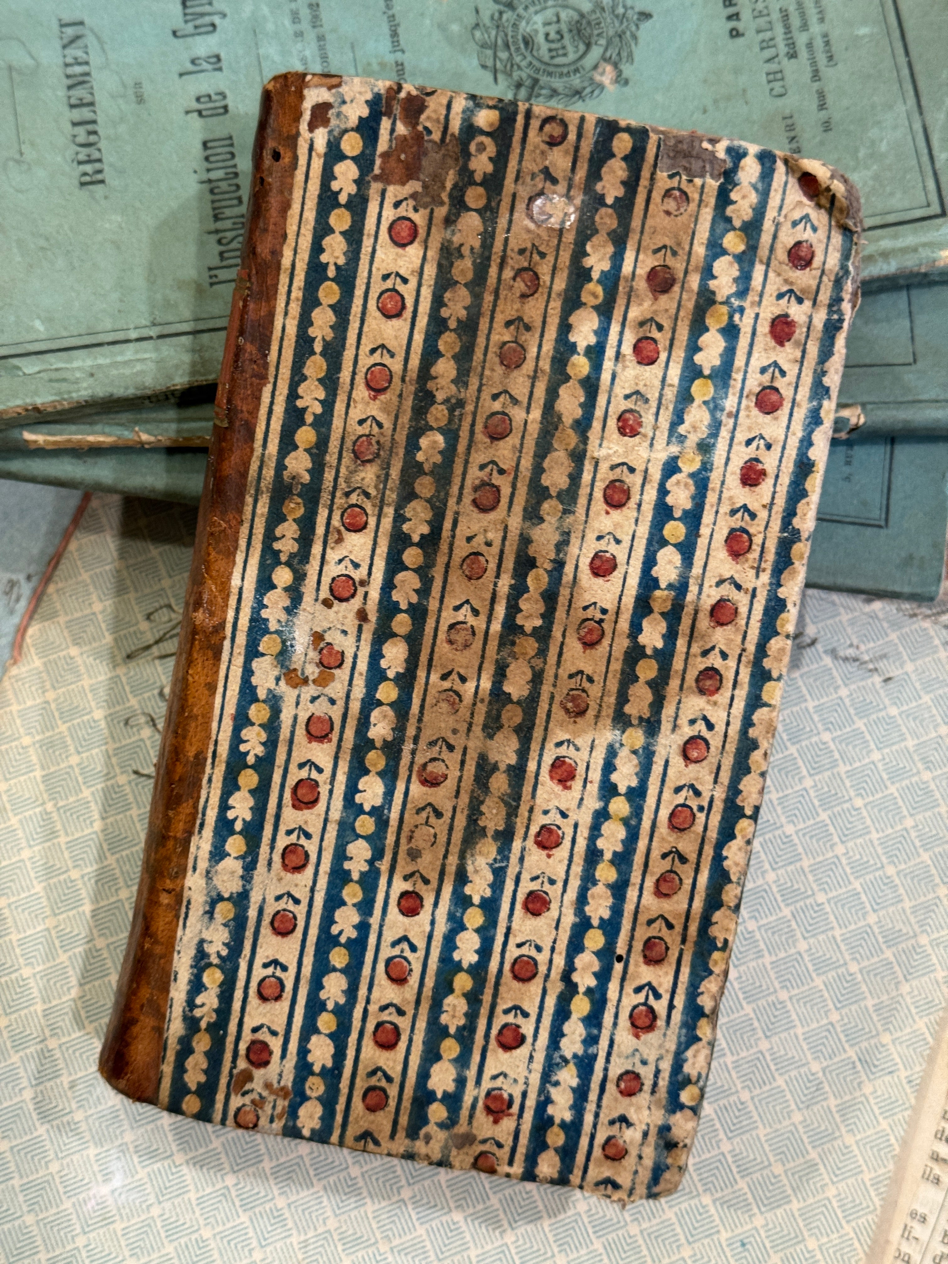 Antique French 1753 Papier Dominote Book