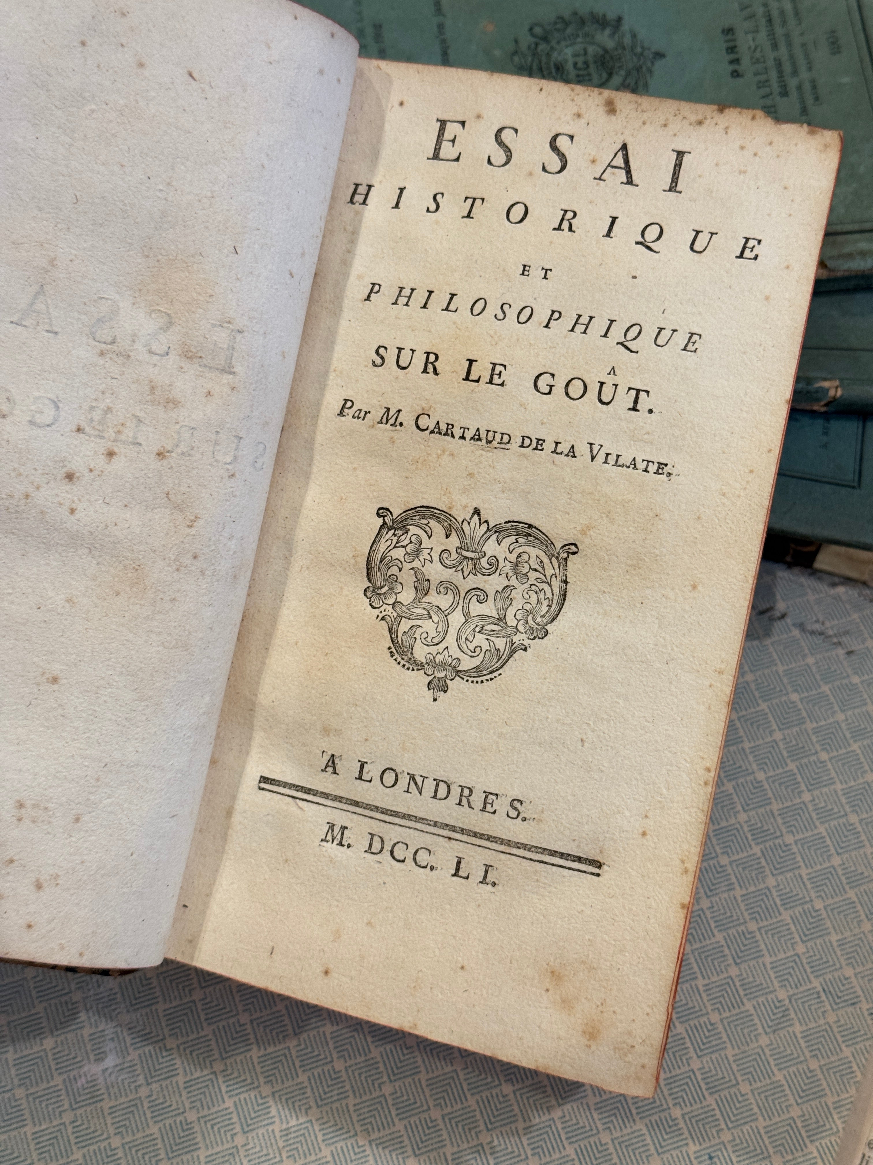 Antique French 1753 Papier Dominote Book
