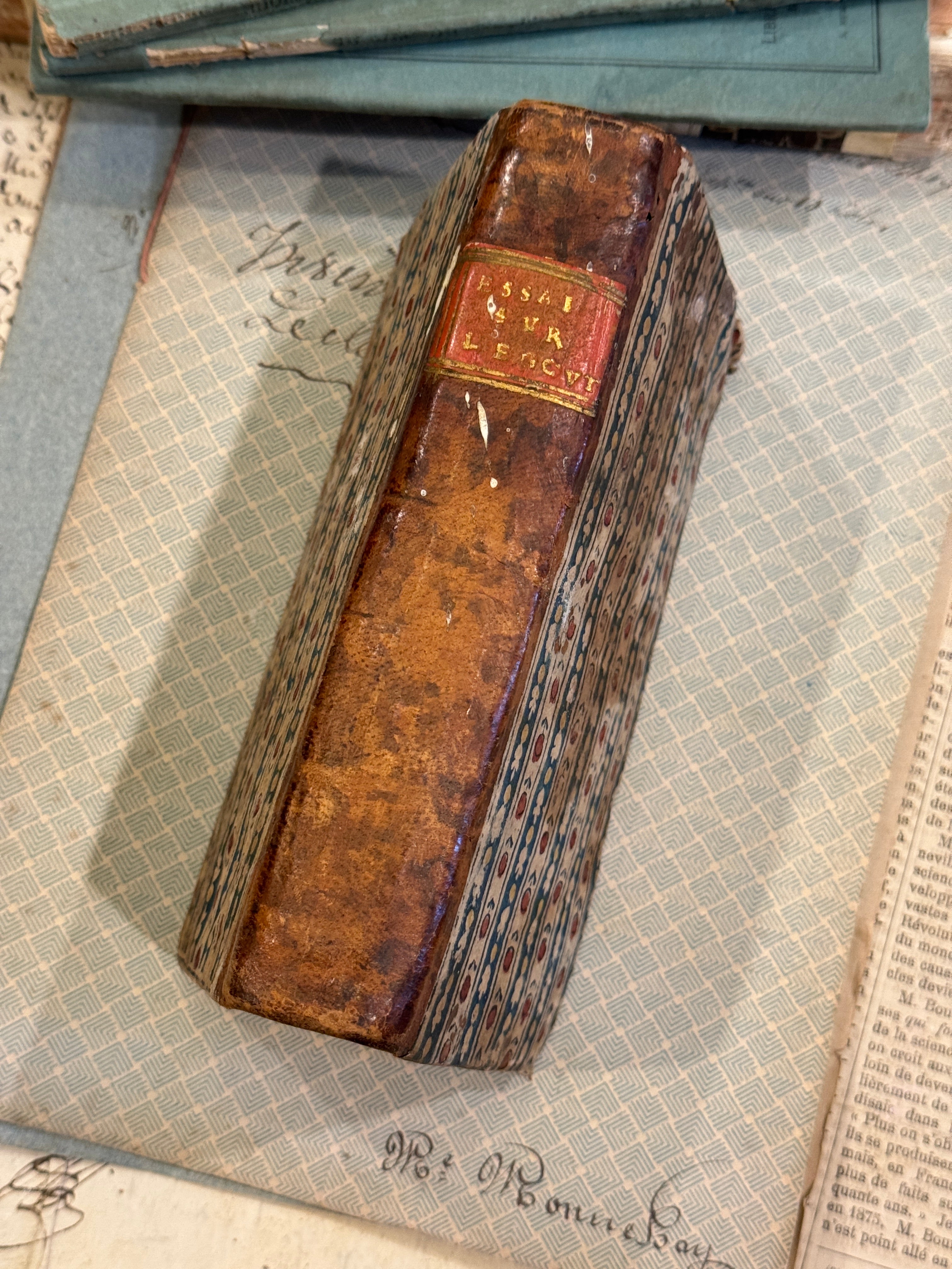 Antique French 1753 Papier Dominote Book