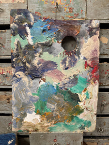 Vintage French Artists Wood Palette with Oil Paint - G