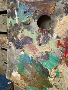 Vintage French Artists Wood Palette with Oil Paint - G