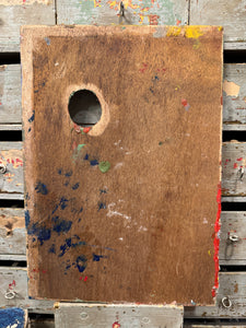 Vintage French Artists Wood Palette with Oil Paint - H