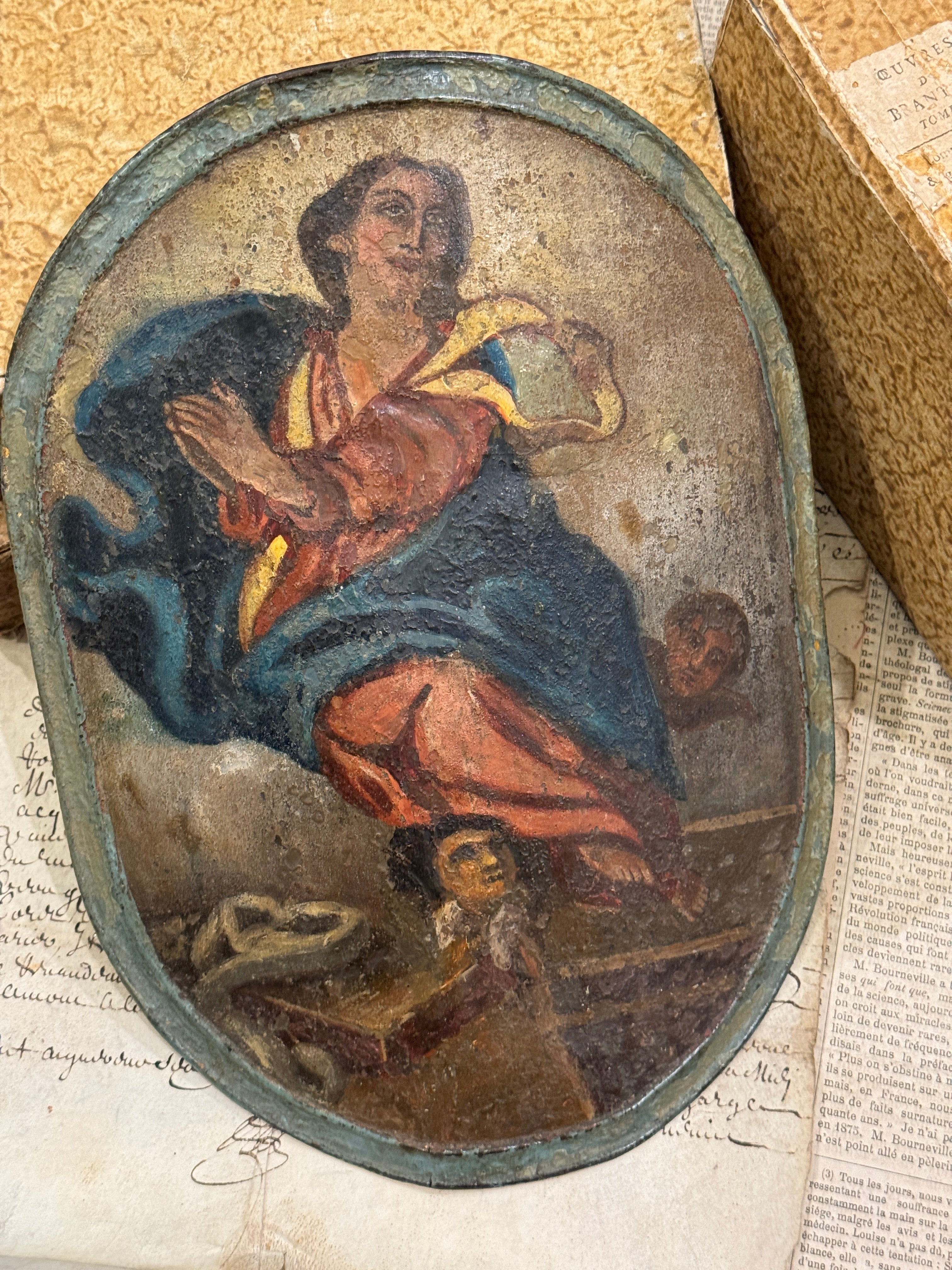 EXTREMELY RARE 1600s - 1700s Antique French  Procession Shield