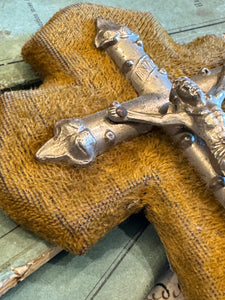 Antique French Crucifix & Holy Water Font