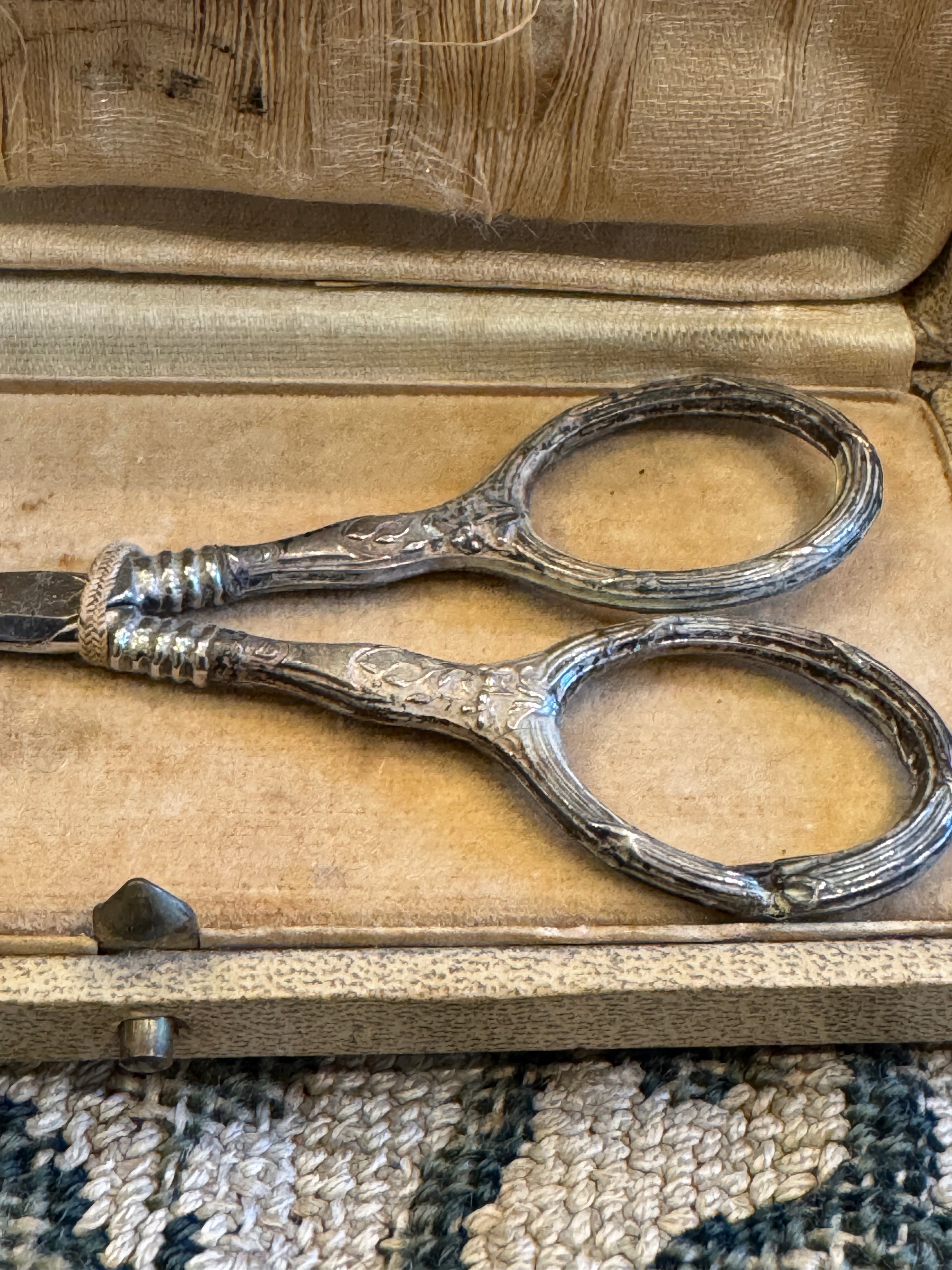 Antique 1800s French Silver Sewing Kit in Original Box