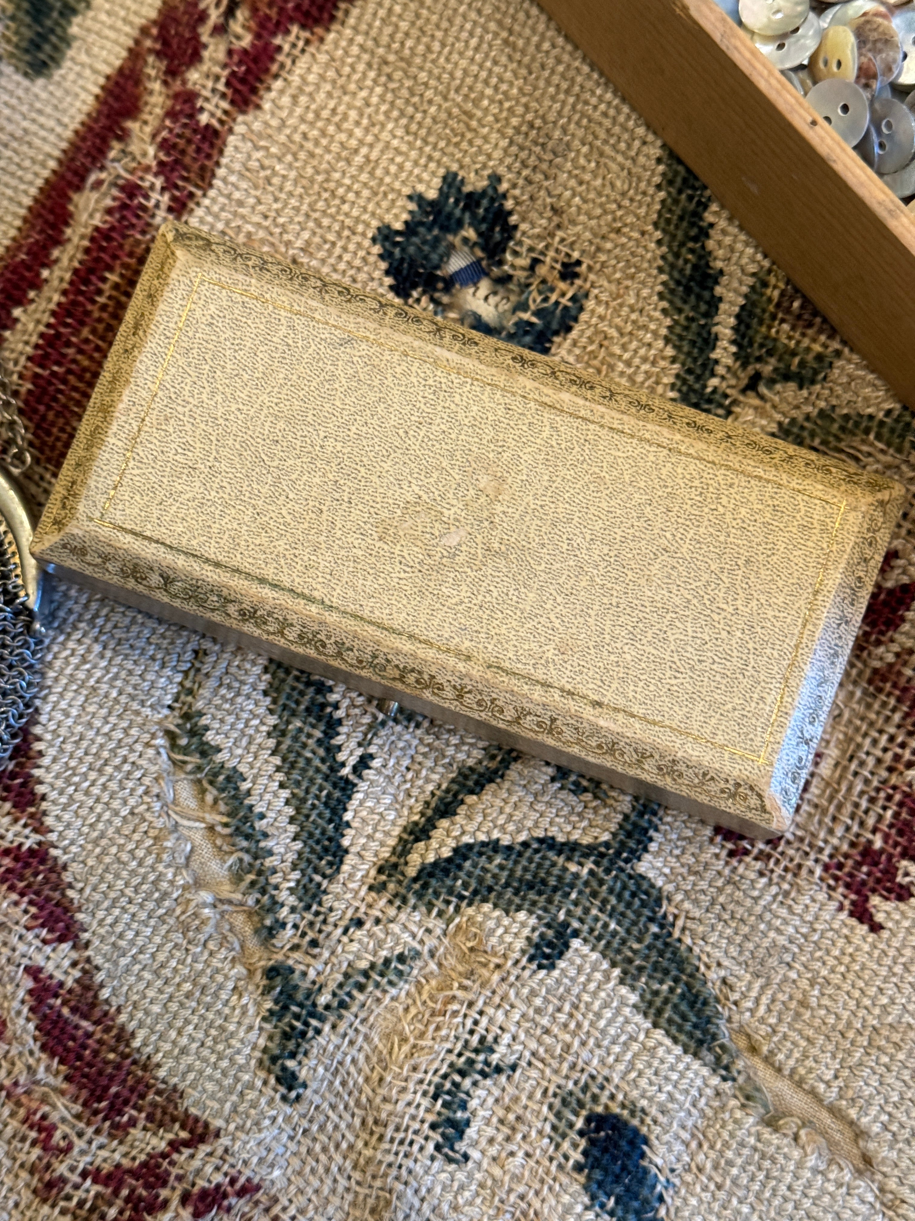 Antique 1800s French Silver Sewing Kit in Original Box