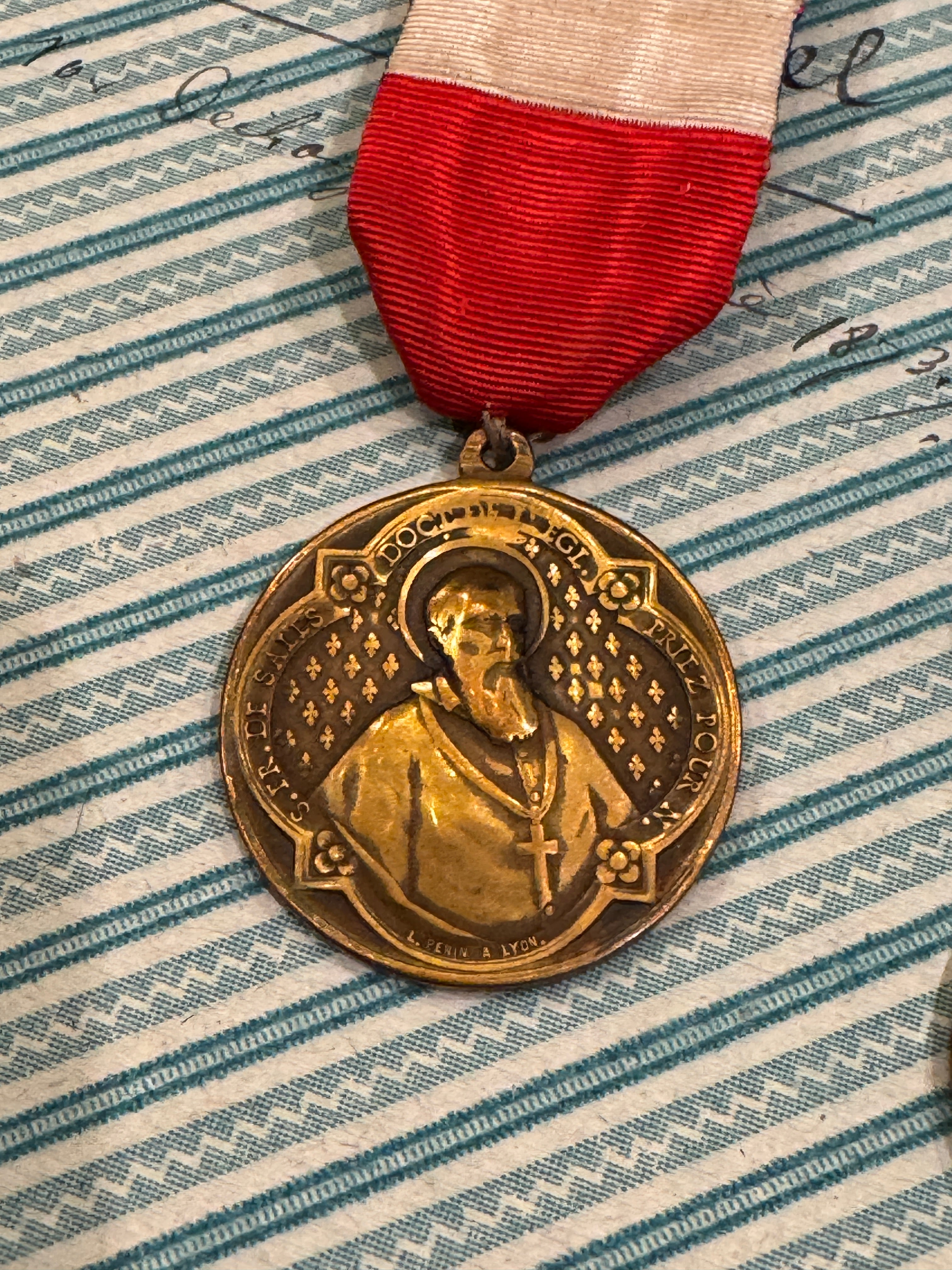 Antique French St. Francis de Sales & St. Jane de Chantal Medals